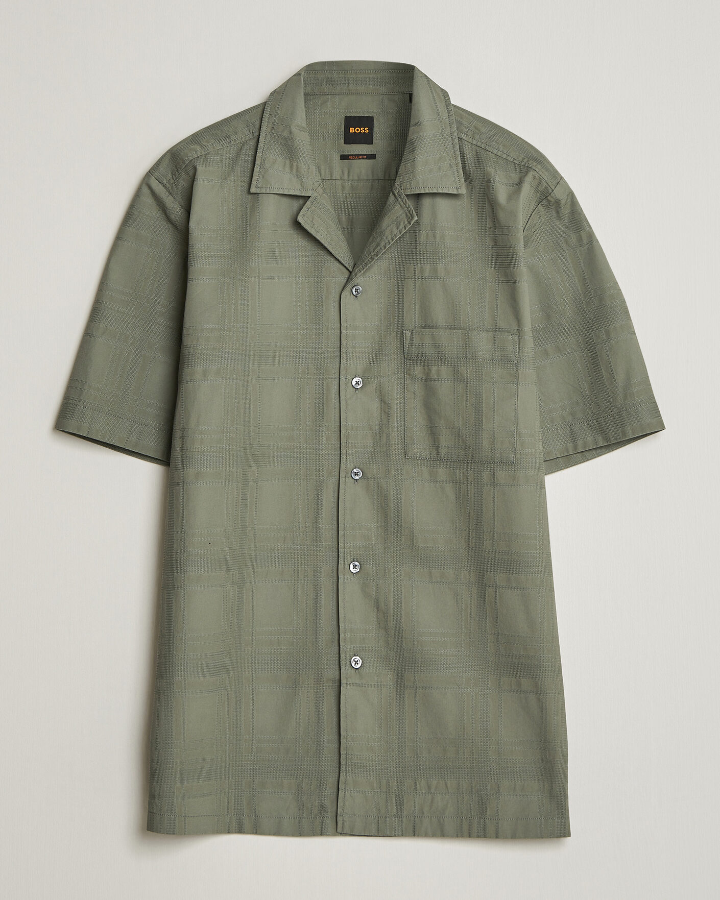 Homme | Chemises | BOSS ORANGE | Rayer Cotton Resort Shirt Open Grey