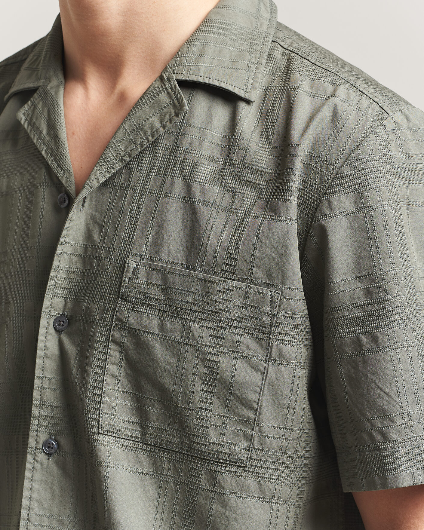 Homme | Chemises | BOSS ORANGE | Rayer Cotton Resort Shirt Open Grey