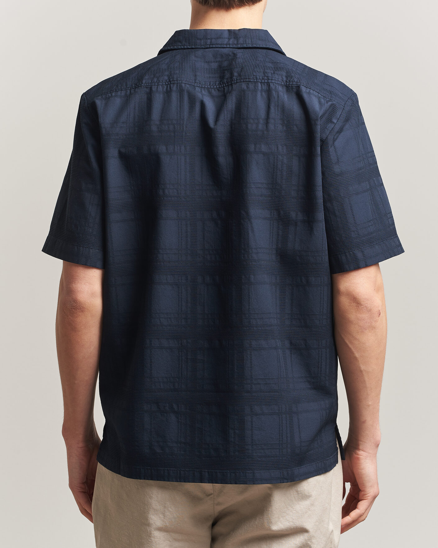 Homme | Chemises | BOSS ORANGE | Rayer Cotton Resort Shirt Dark Blue