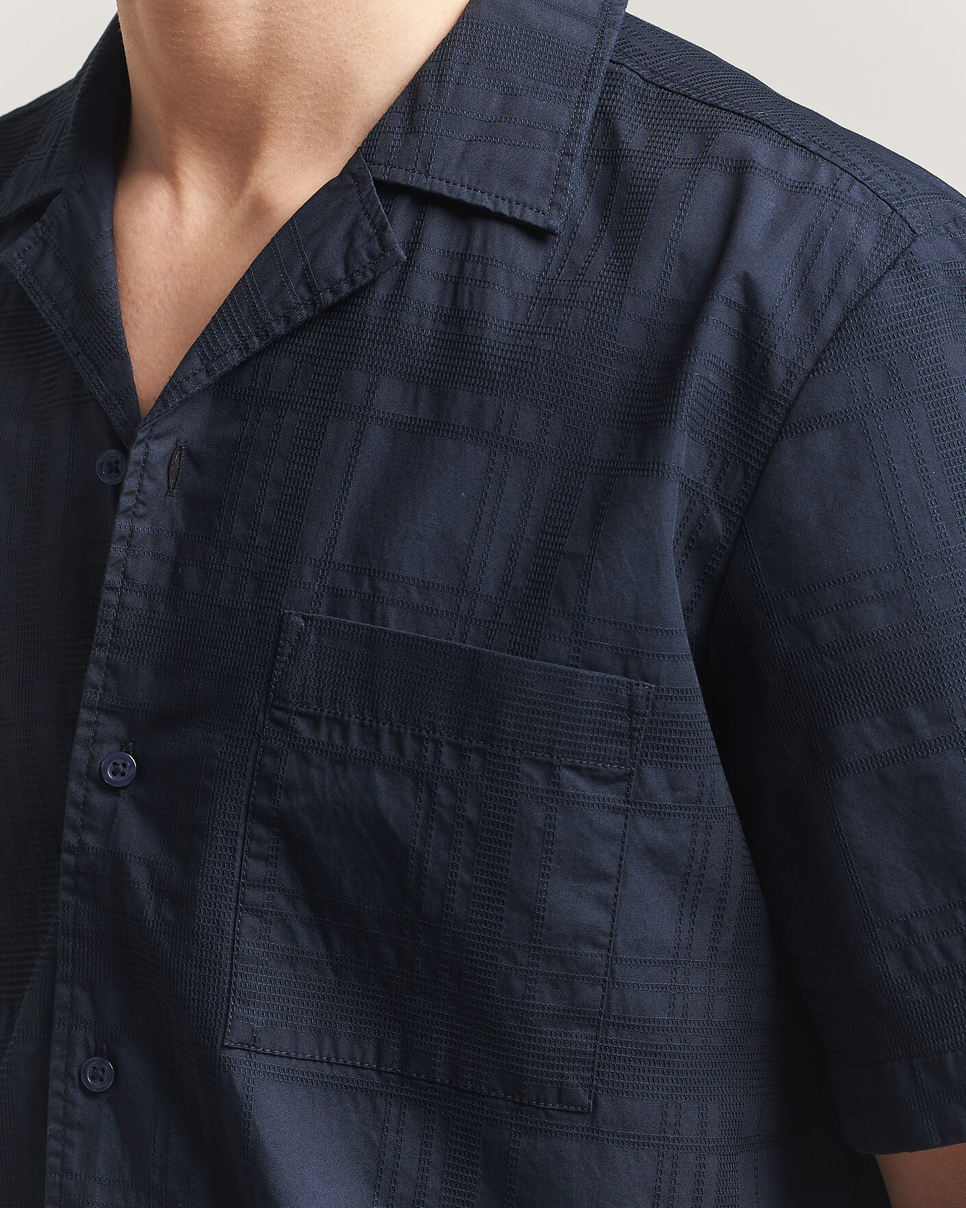 Homme | Chemises | BOSS ORANGE | Rayer Cotton Resort Shirt Dark Blue
