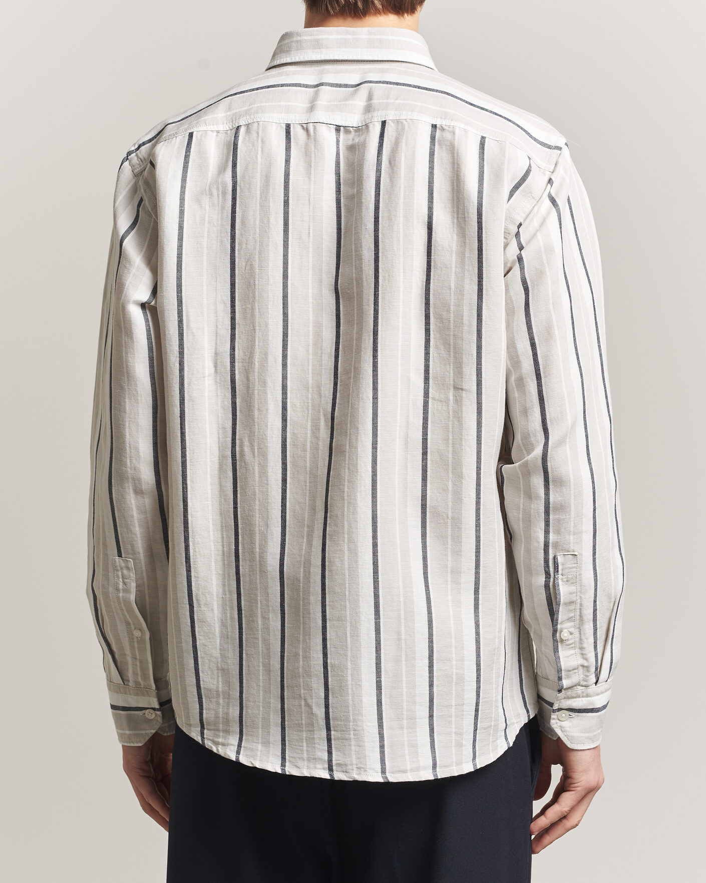 Homme | Chemises | BOSS ORANGE | Ricoplus Linen/Cotton Striped Shirt Beige