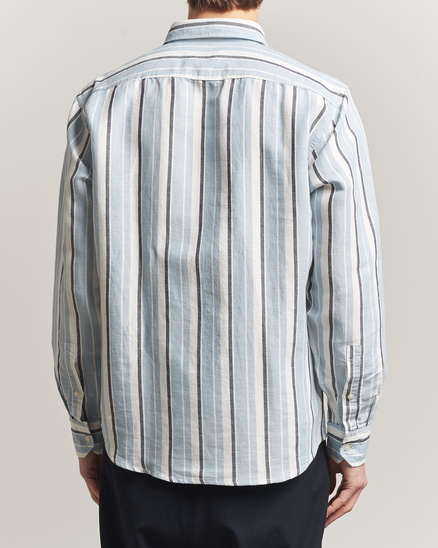 Homme | Chemises | BOSS ORANGE | Ricoplus Linen/Cotton Striped Shirt Light Blue