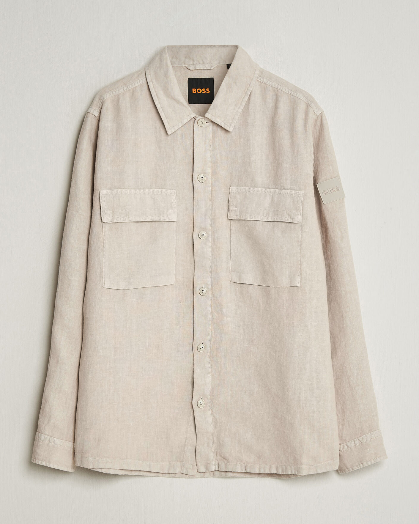 Homme | Chemises | BOSS ORANGE | Locky Linen Overshirt Beige