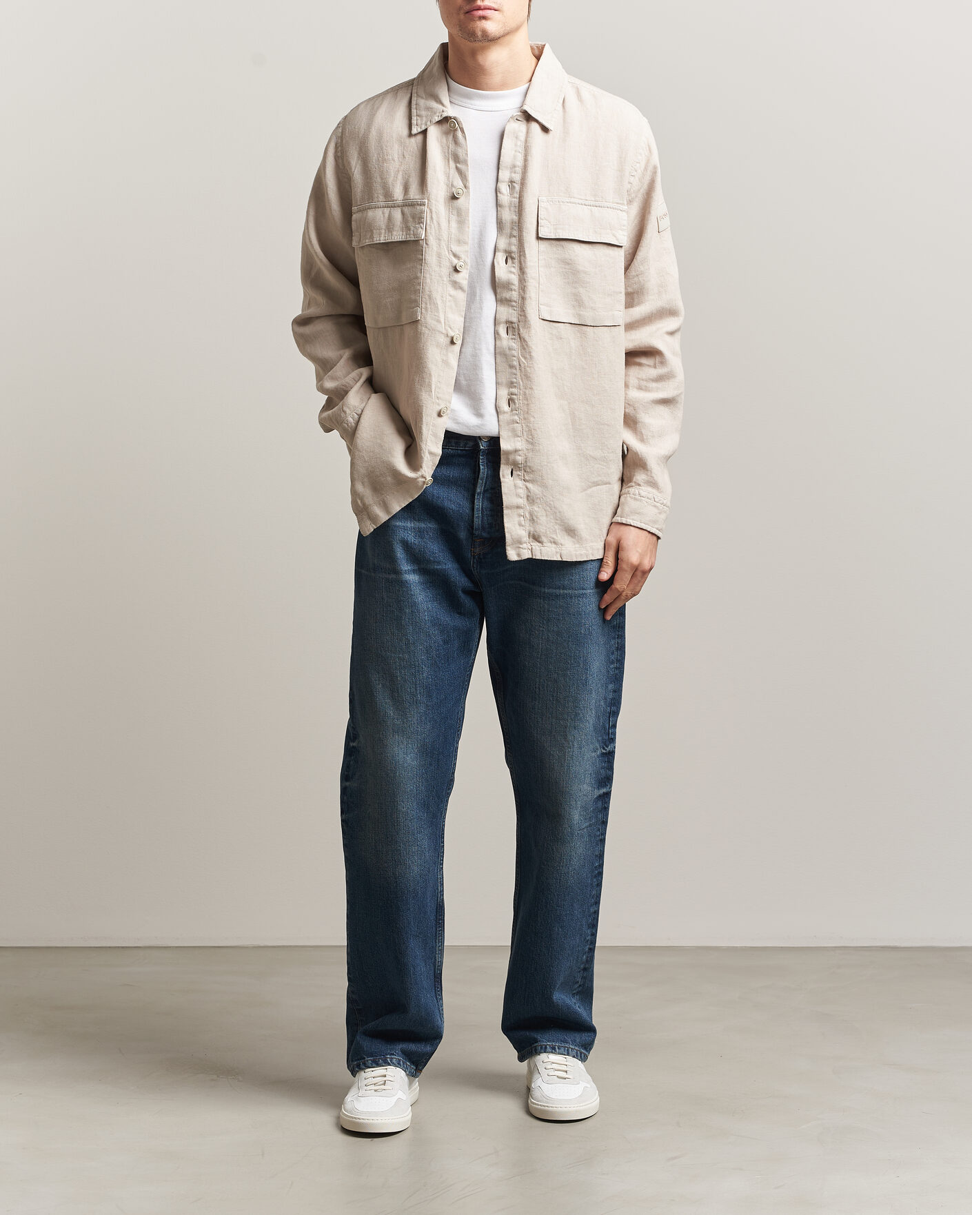 Homme | Chemises | BOSS ORANGE | Locky Linen Overshirt Beige