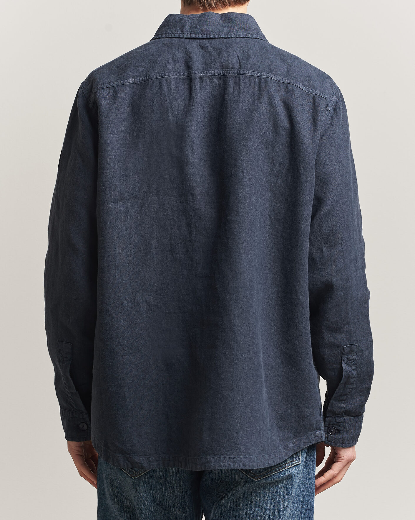 Homme | Chemises | BOSS ORANGE | Locky Linen Overshirt Dark Blue