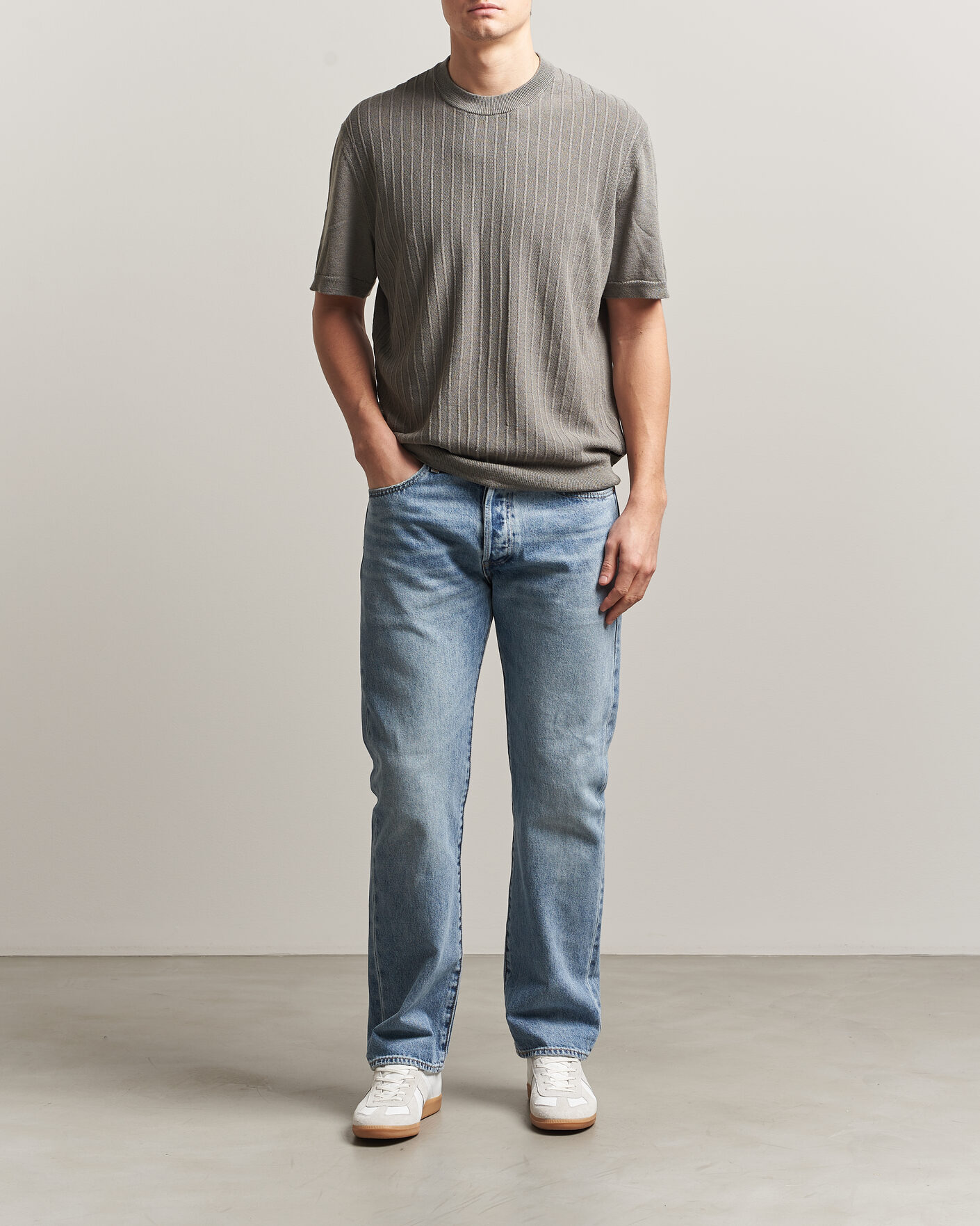 Homme | T-shirts | BOSS ORANGE | Kajordino Linen/Cotton Knitted T-Shirt Green