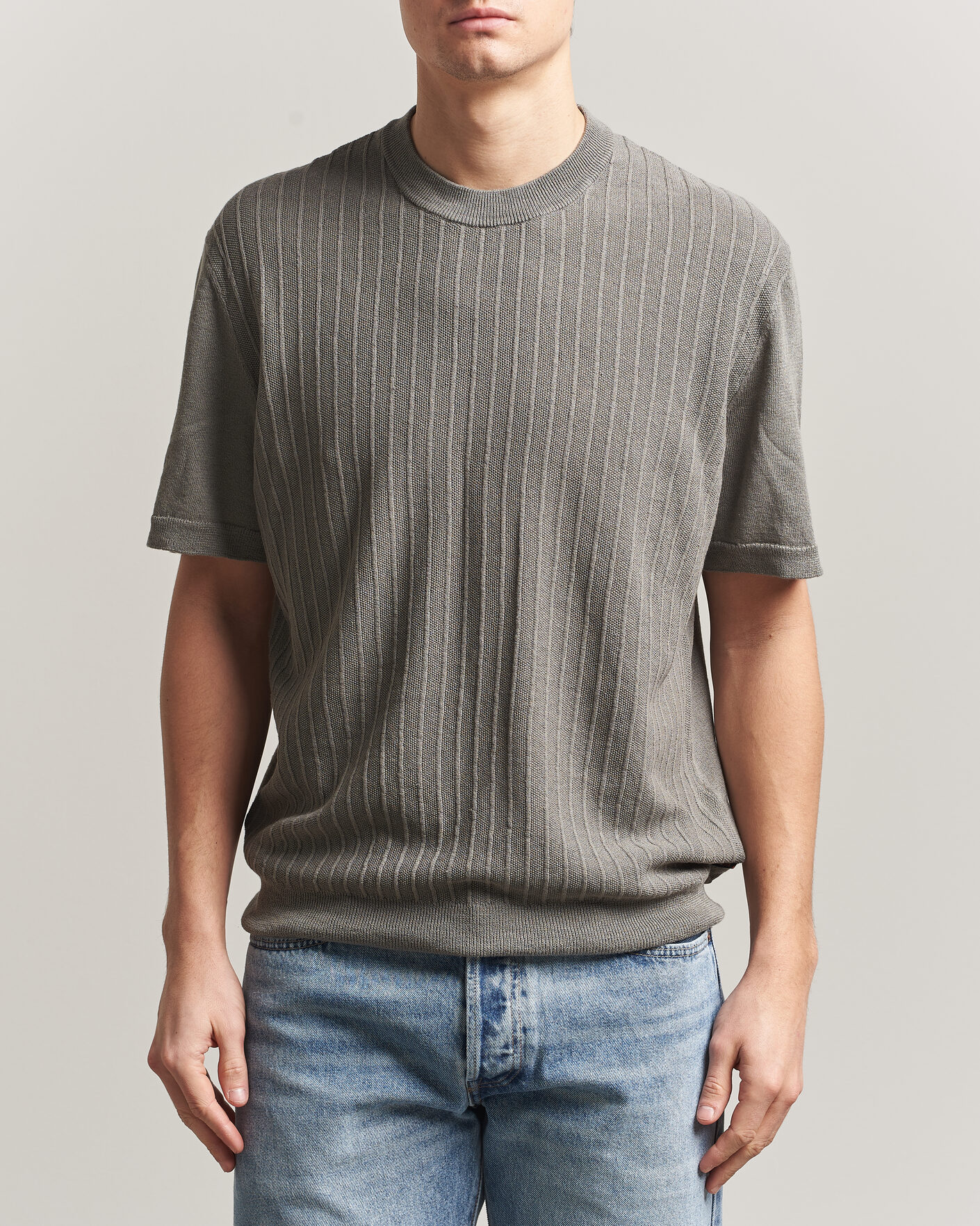 Homme | T-shirts | BOSS ORANGE | Kajordino Linen/Cotton Knitted T-Shirt Green