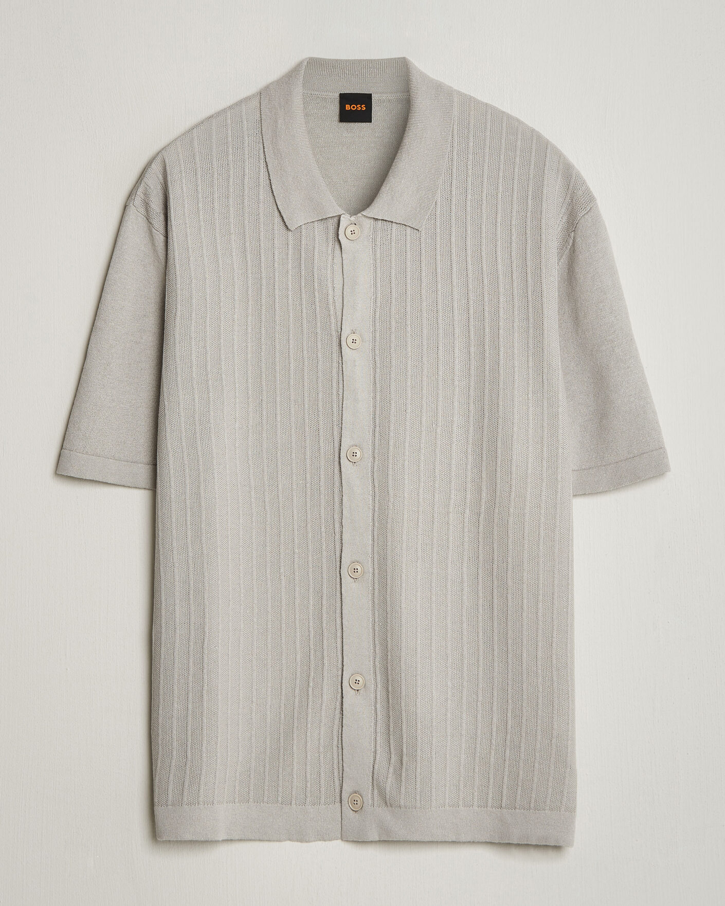 Homme | Chemises | BOSS ORANGE | Amicino Linen/Cotton Knitted Shirt Beige