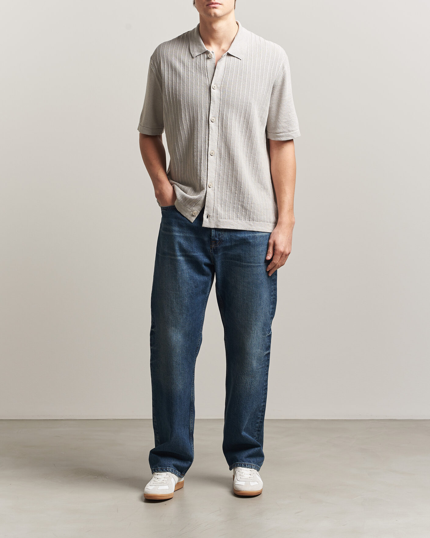 Homme | Chemises | BOSS ORANGE | Amicino Linen/Cotton Knitted Shirt Beige