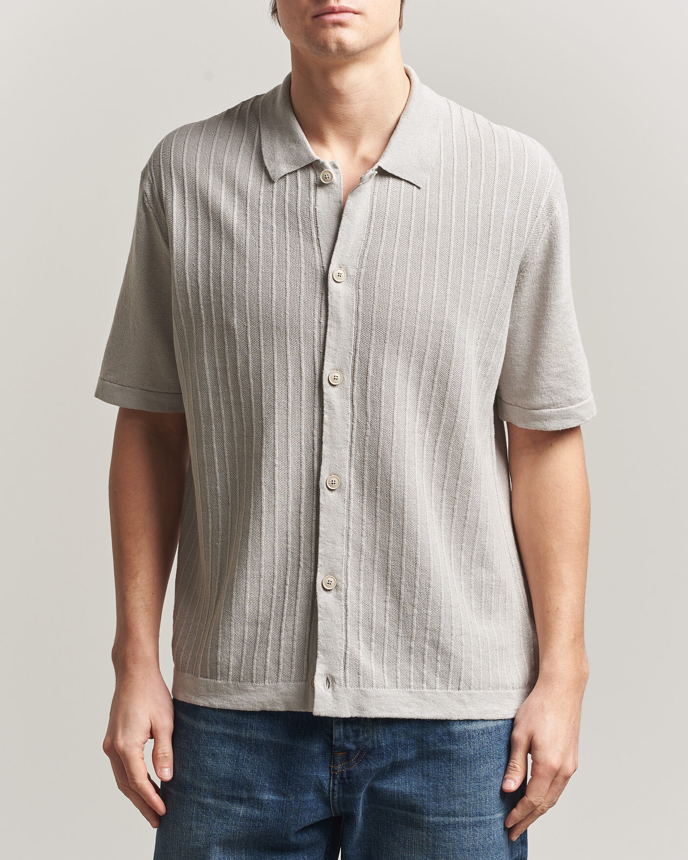 Homme | Chemises | BOSS ORANGE | Amicino Linen/Cotton Knitted Shirt Beige