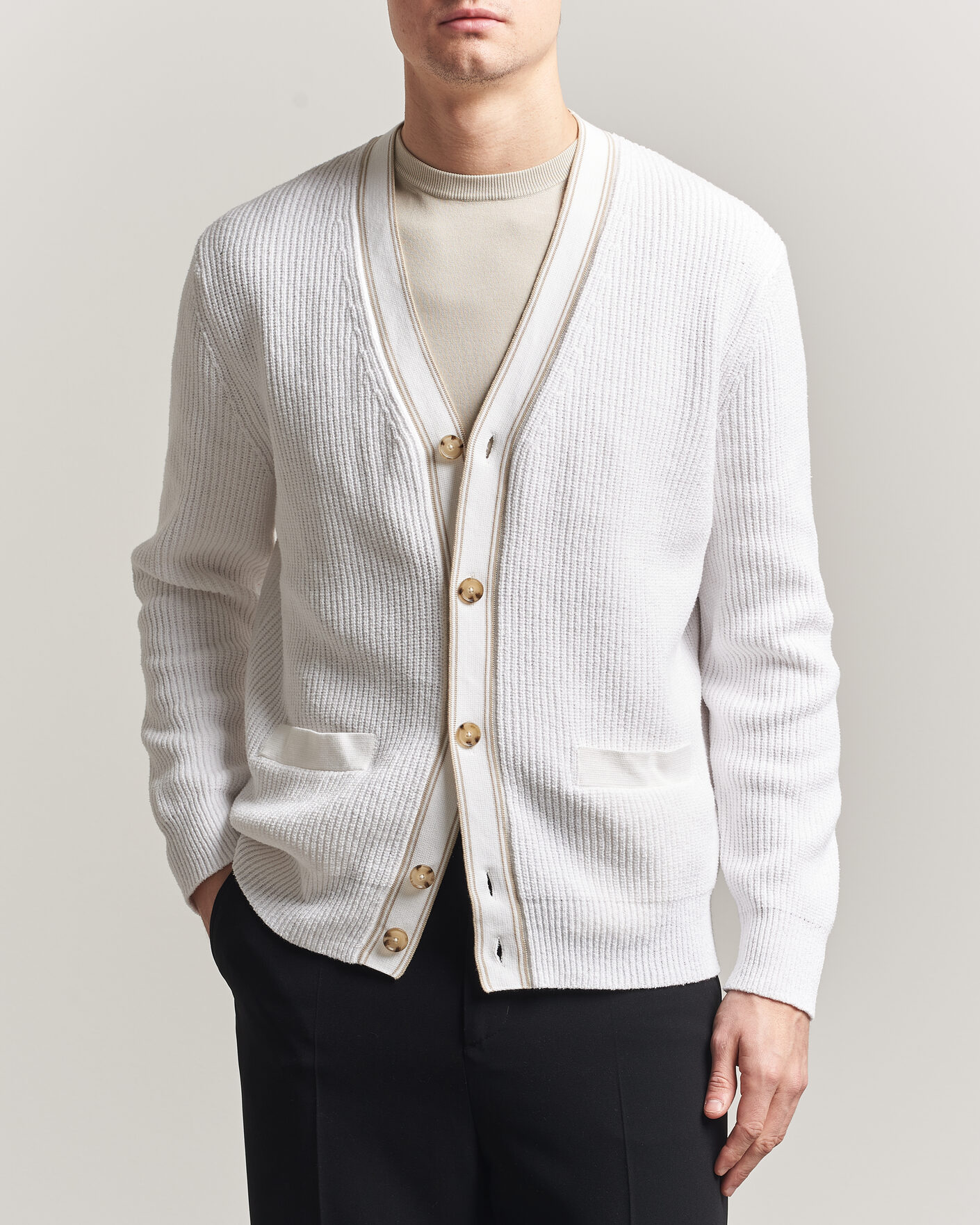 Homme | Pulls Et Tricots | BOSS BLACK | Napoli Knitted Cardigan White