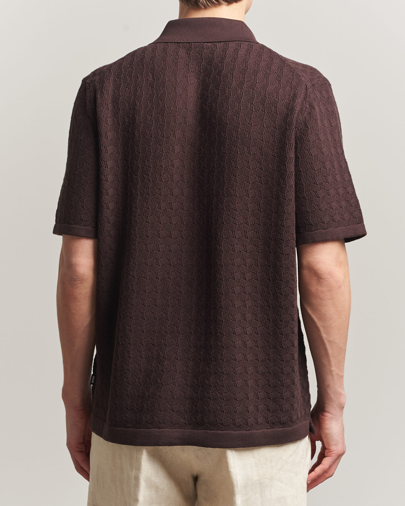 Homme | Chemises | BOSS BLACK | Nappo Knitted Short Sleeve Shirt Dark Brown