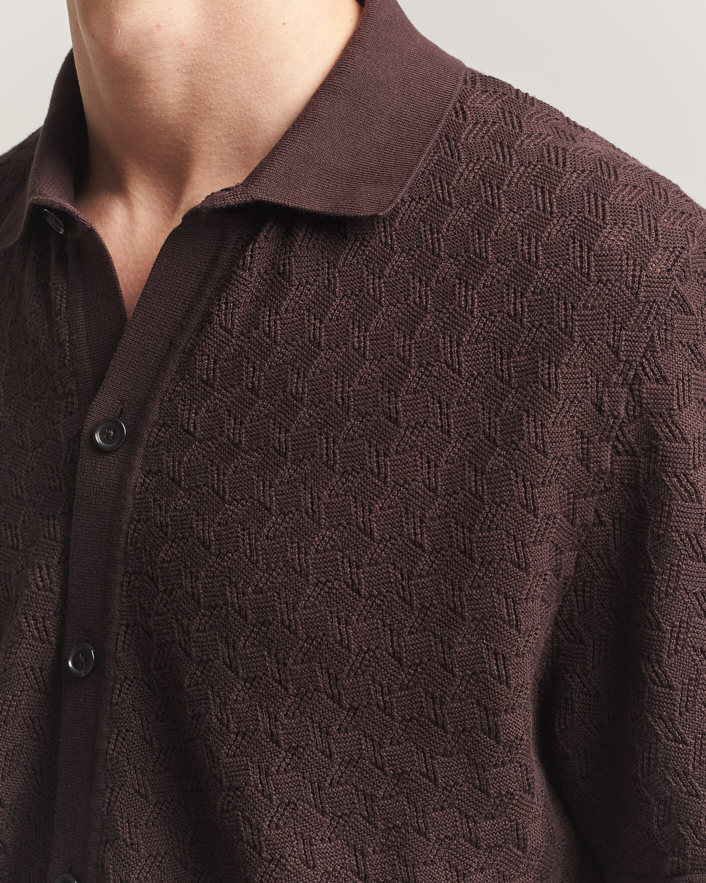 Homme | Chemises | BOSS BLACK | Nappo Knitted Short Sleeve Shirt Dark Brown