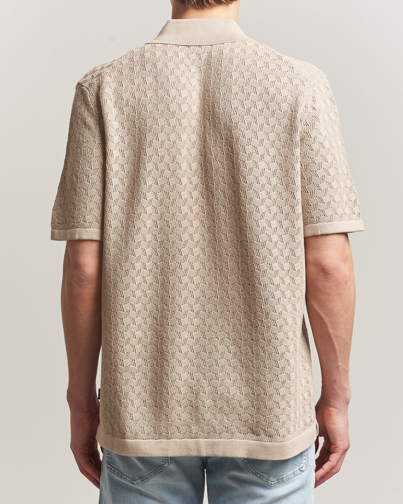 Homme | Chemises | BOSS BLACK | Nappo Knitted Short Sleeve Shirt Open Beige