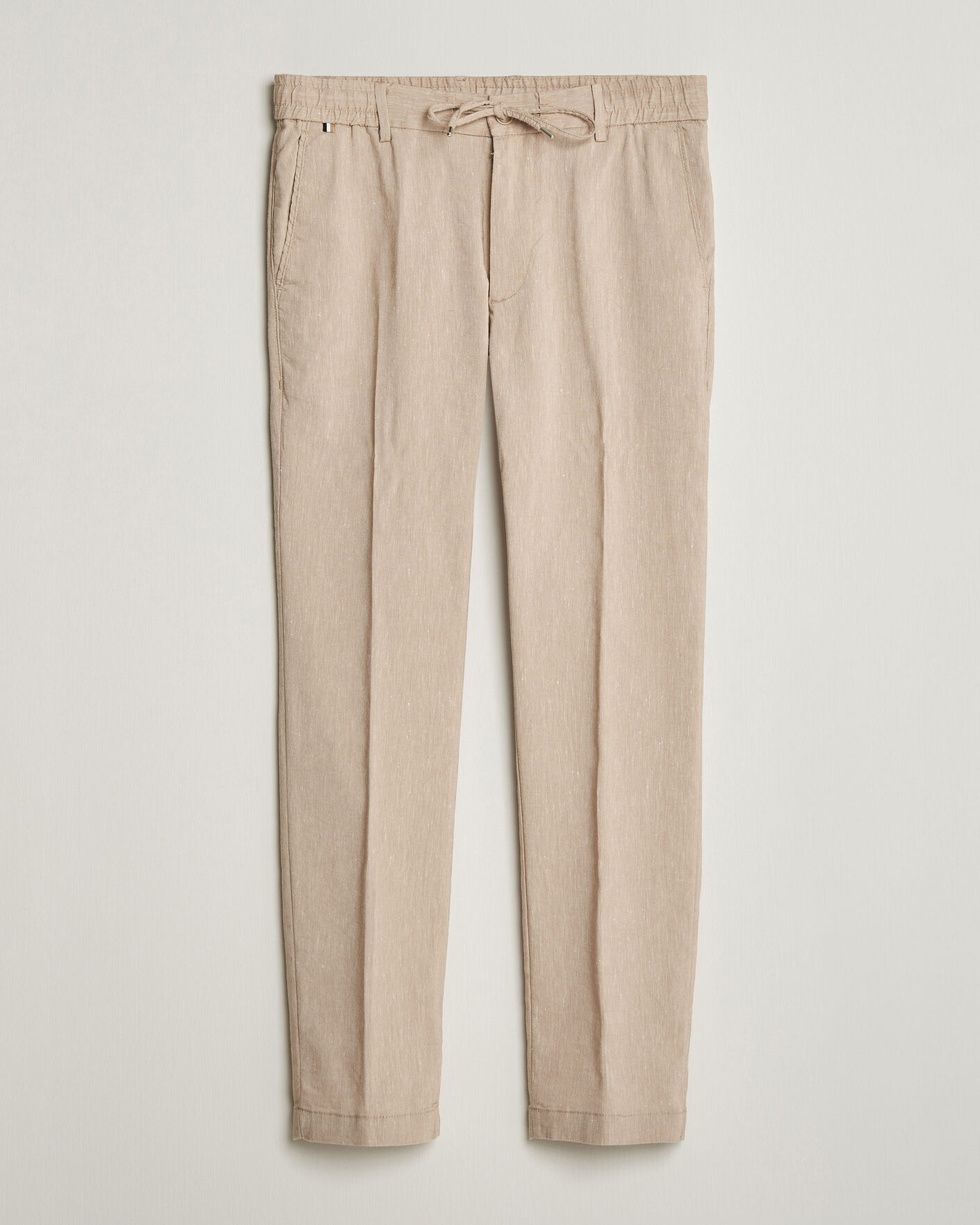 Homme | Pantalons | BOSS BLACK | Kane Linen Drawstring Trousers Open Beige