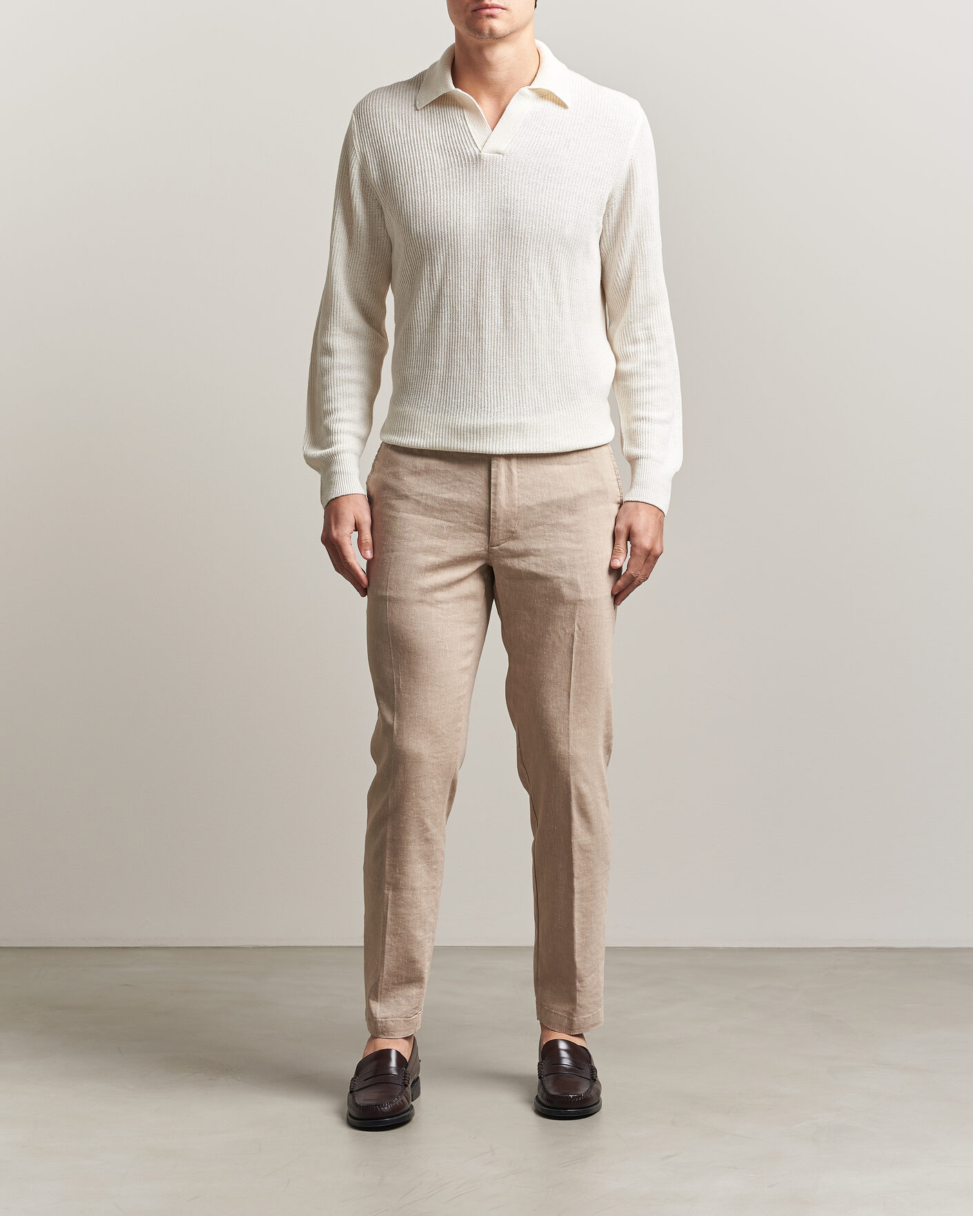 Homme | Pantalons | BOSS BLACK | Kane Linen Drawstring Trousers Open Beige