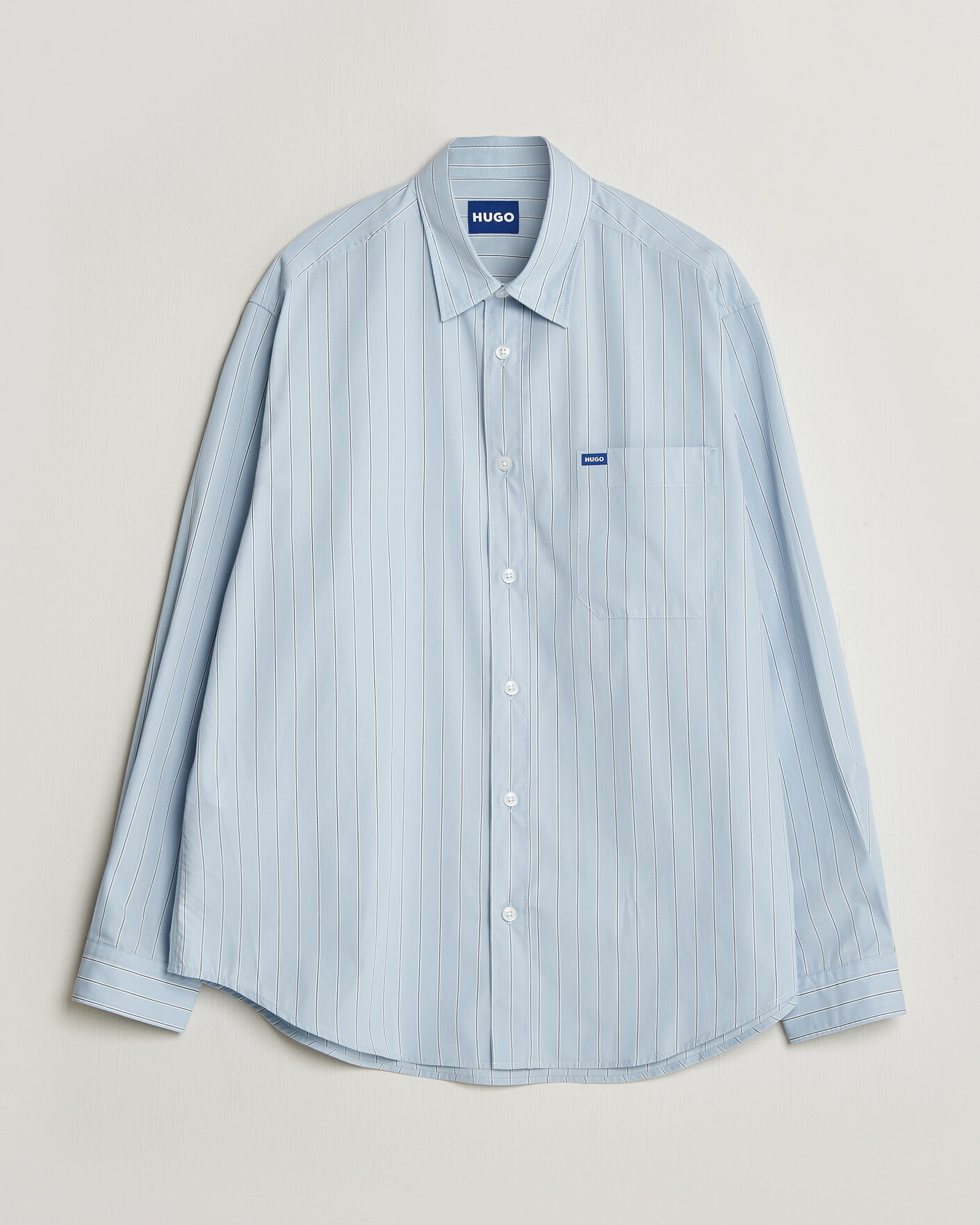 Homme | Chemises | HUGO | Ebalto Striped Cotton Shirt Open Blue