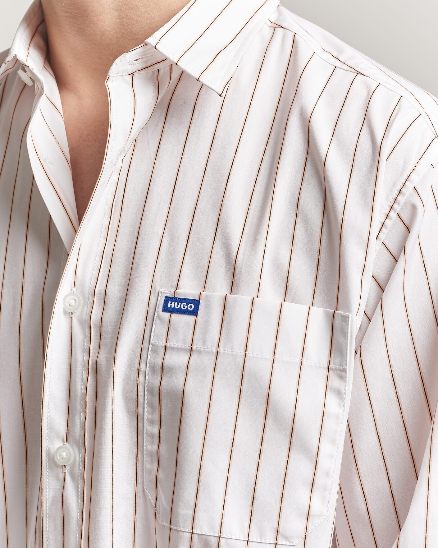 Homme | Chemises | HUGO | Ebalto Striped Cotton Shirt Light Orange