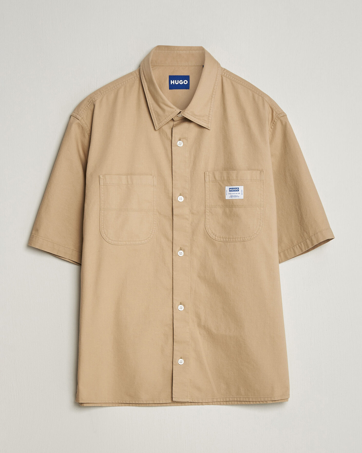 Homme | Chemises | HUGO | Ebwin Workwear Short Sleeve Shirt Medium Beige