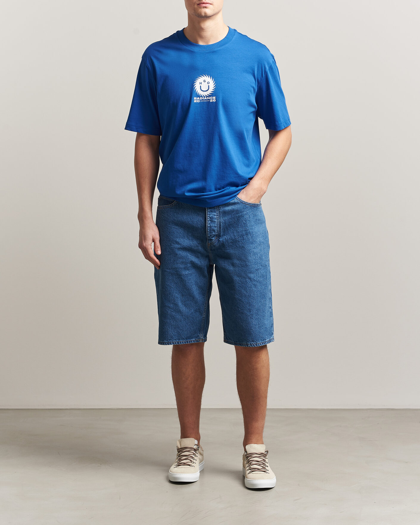 Homme | T-shirts | HUGO | Nunarix Printed Crew Neck T-Shirt Open Blue