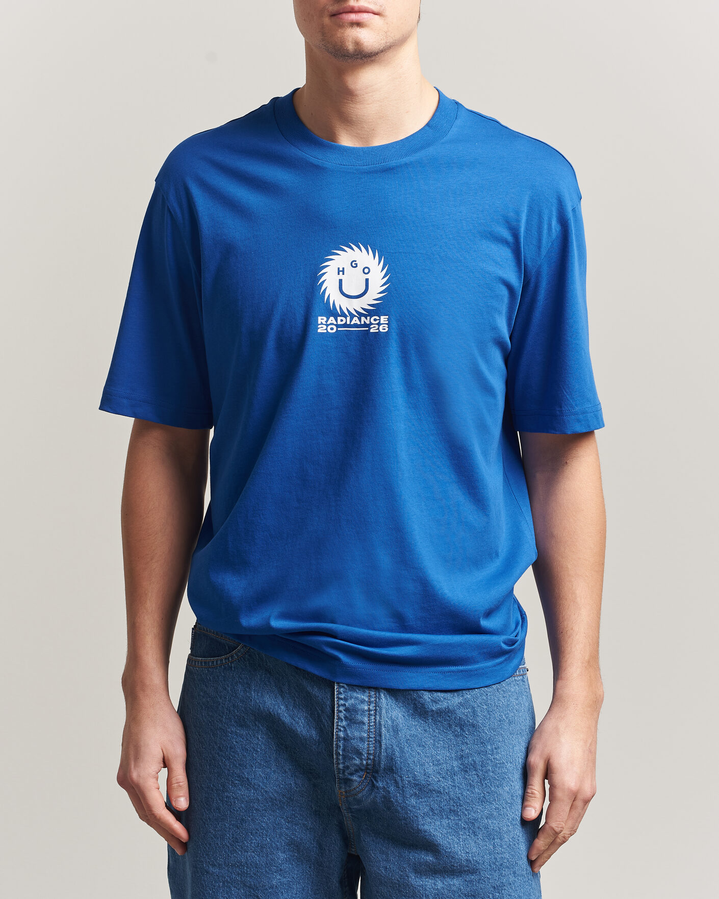 Homme | T-shirts | HUGO | Nunarix Printed Crew Neck T-Shirt Open Blue