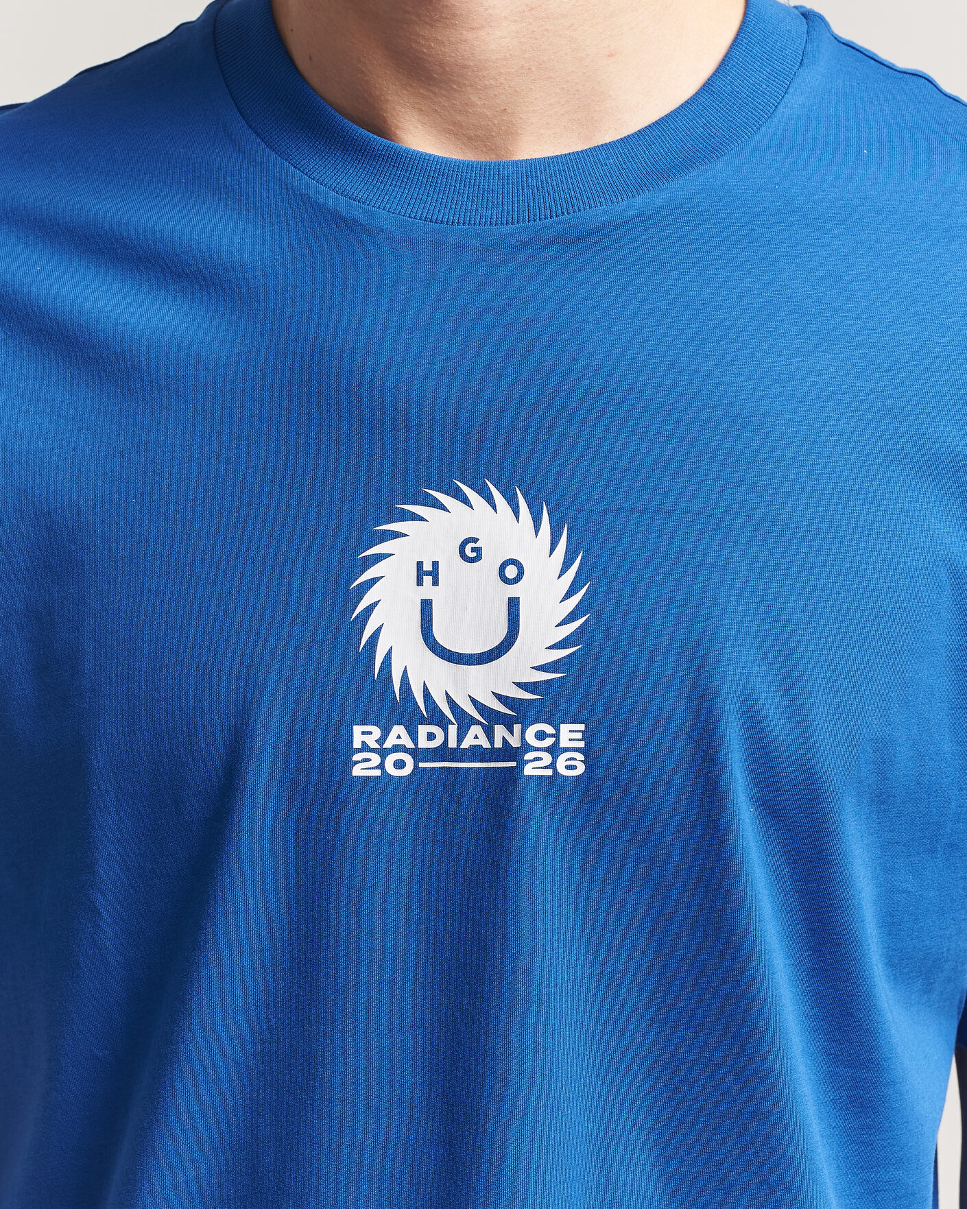 Homme | T-shirts | HUGO | Nunarix Printed Crew Neck T-Shirt Open Blue