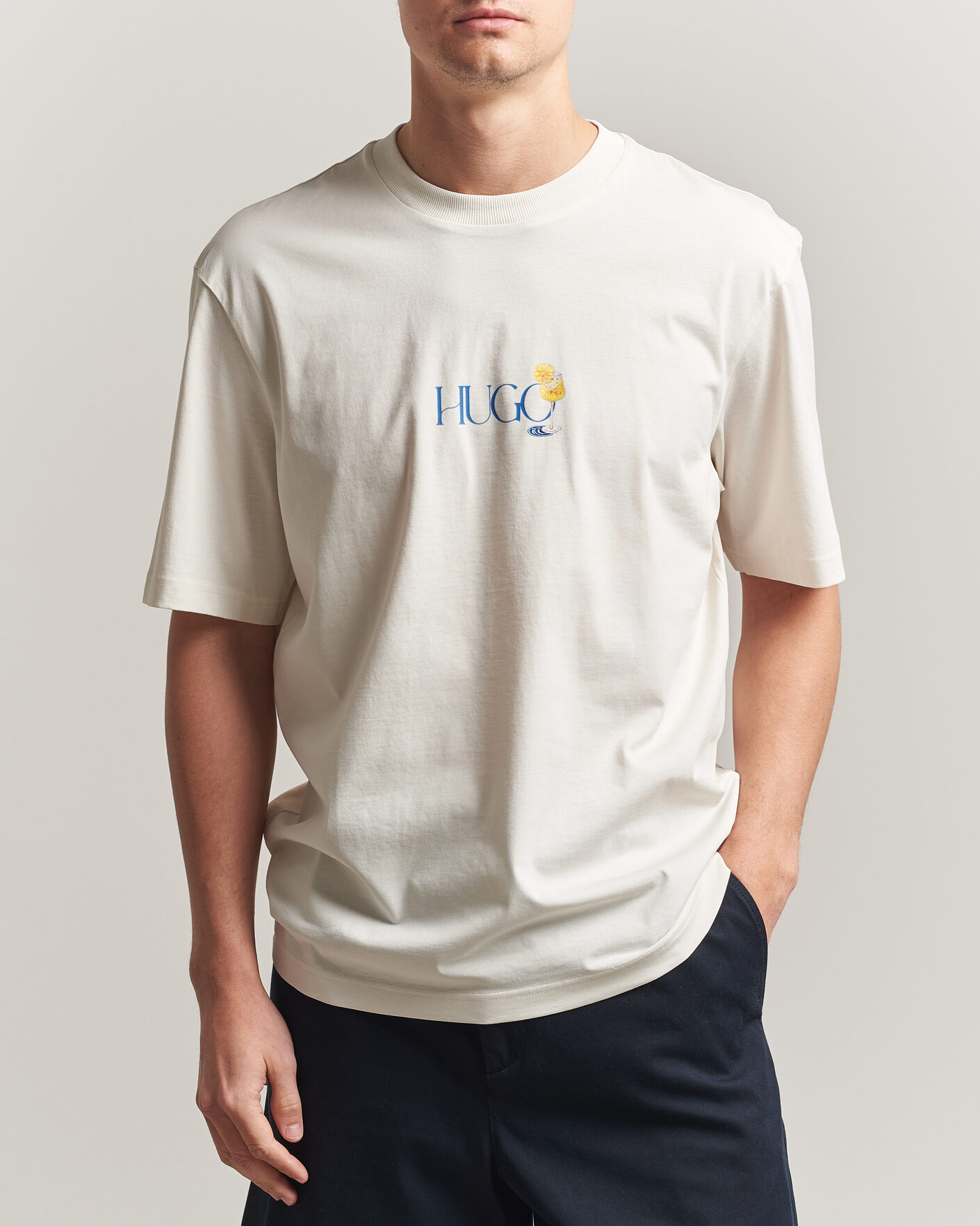 Homme | T-shirts | HUGO | Nulaxo Printed Crew Neck T-Shirt Open White