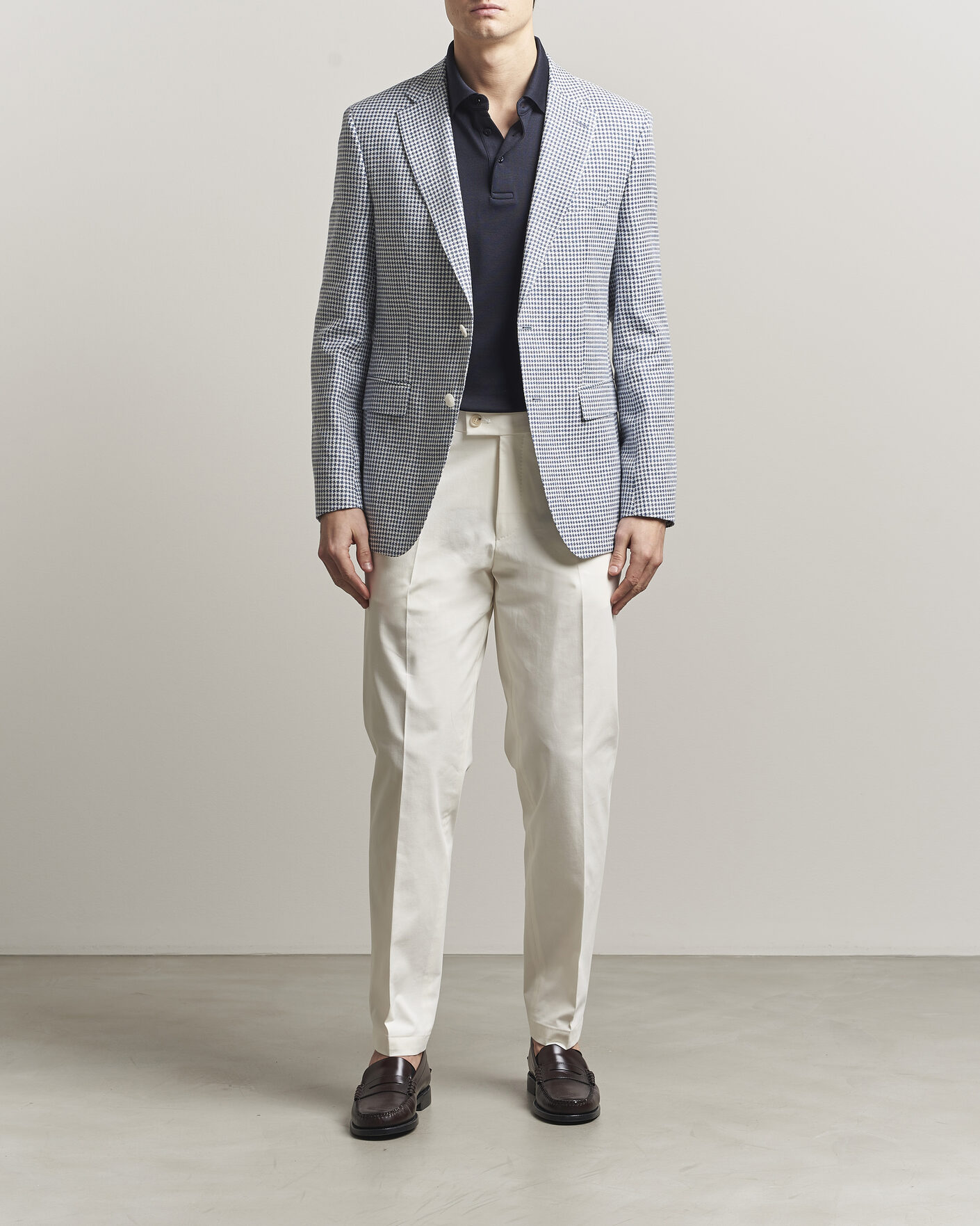 Homme | Pantalons | BOSS CAMEL | Peet Cotton Pleated Trousers Open White