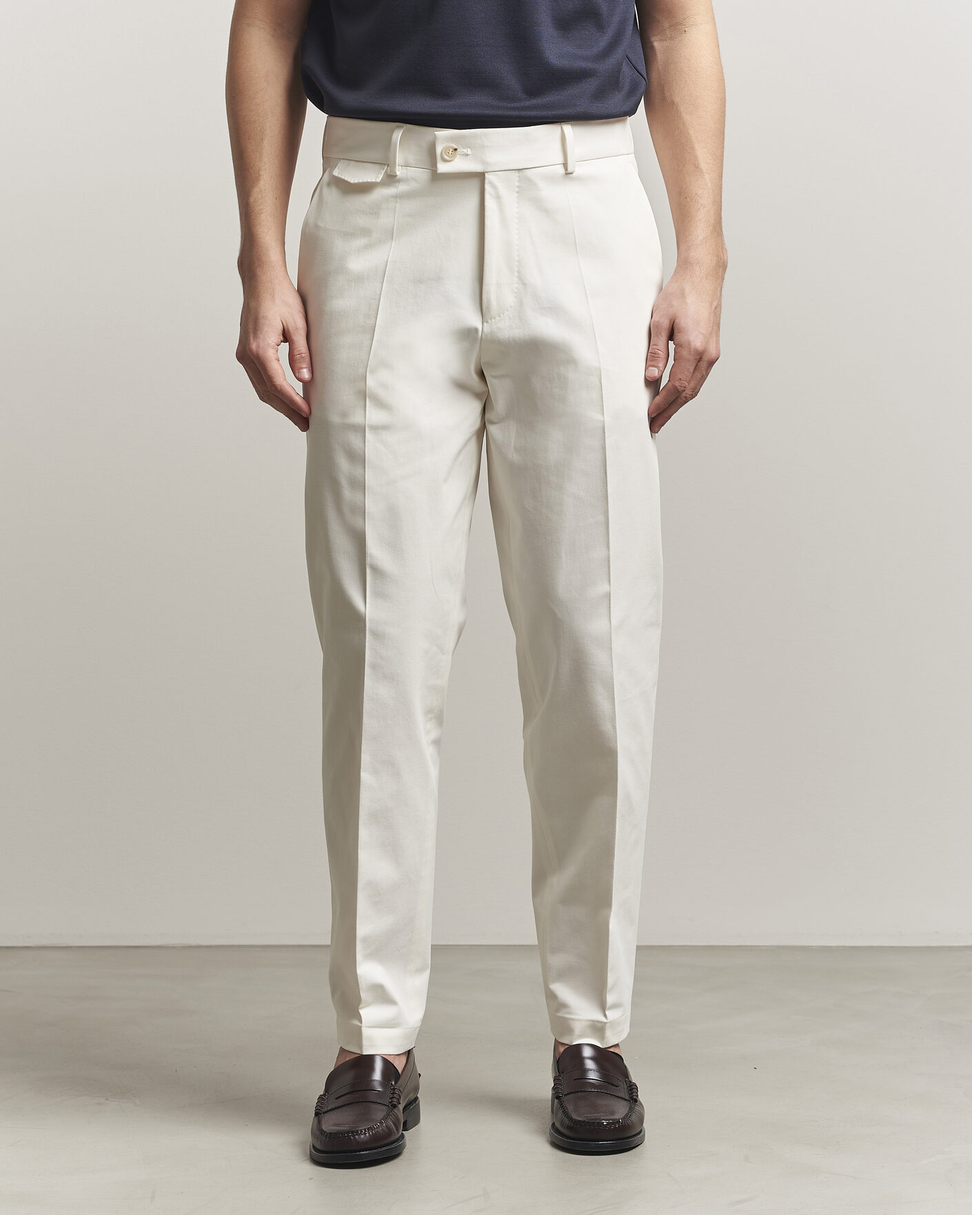 Homme | Pantalons | BOSS CAMEL | Peet Cotton Pleated Trousers Open White
