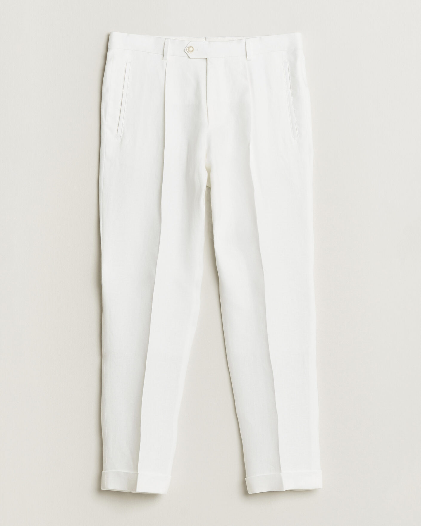 Homme | Pantalons | BOSS CAMEL | Peet Linen Pleated Trousers White