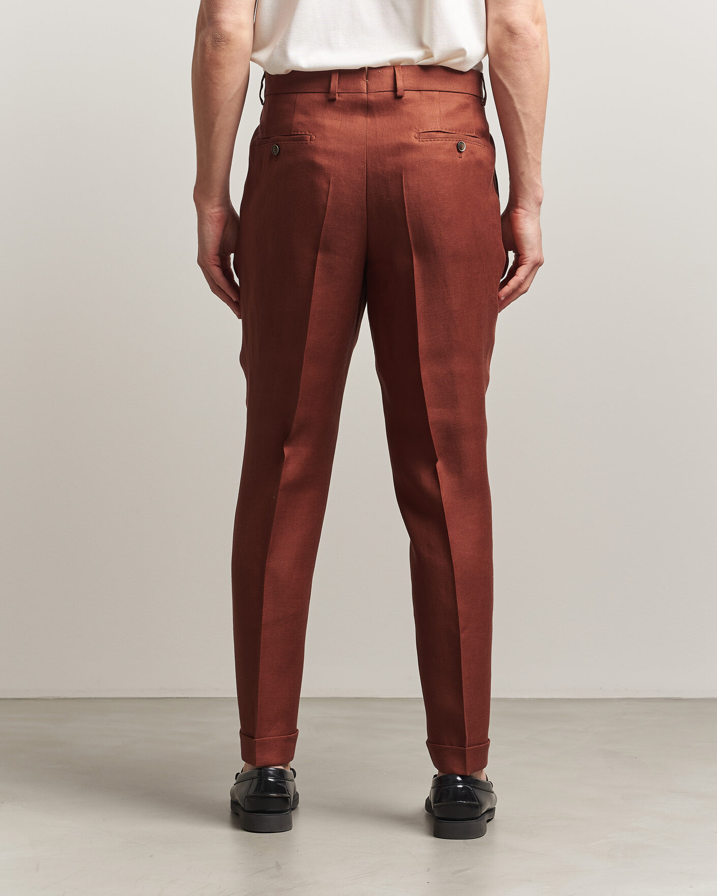Homme | Pantalons | BOSS CAMEL | Peet Linen Pleated Trousers Rust