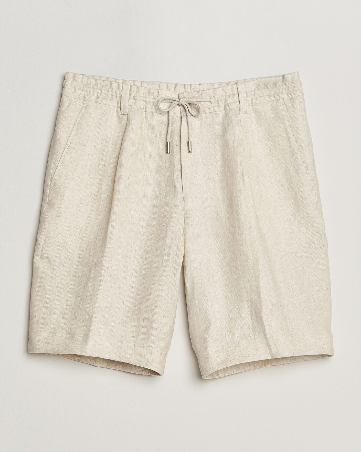 Homme | Shorts | BOSS CAMEL | Peet Linen Drawstring Shorts Open White