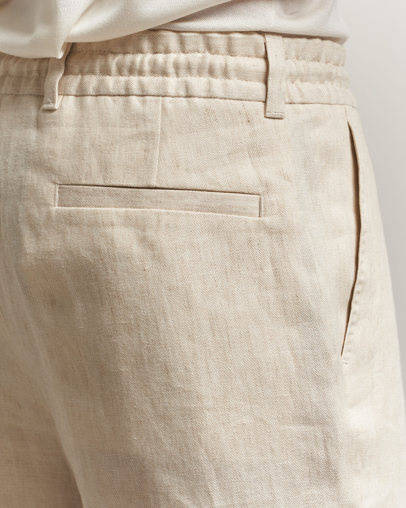 Homme | Shorts | BOSS CAMEL | Peet Linen Drawstring Shorts Open White