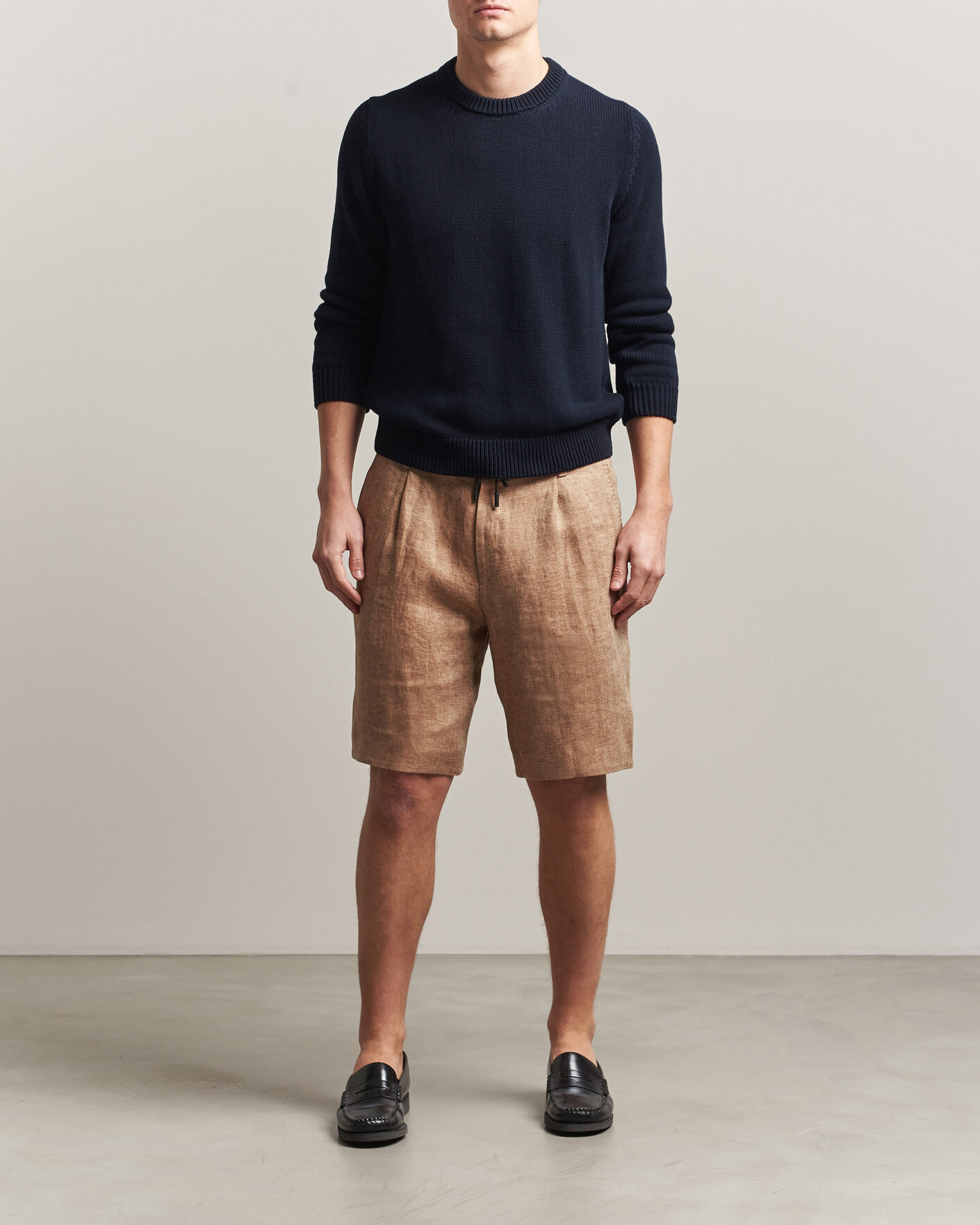 Homme | Shorts | BOSS CAMEL | Peet Linen Drawstring Shorts Medium Beige