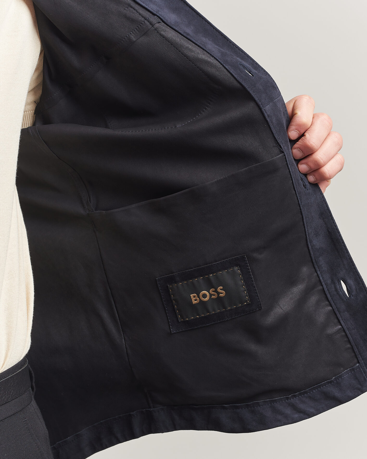 Homme | Manteaux Et Vestes | BOSS CAMEL | Mando Suede Jacket Dark Blue
