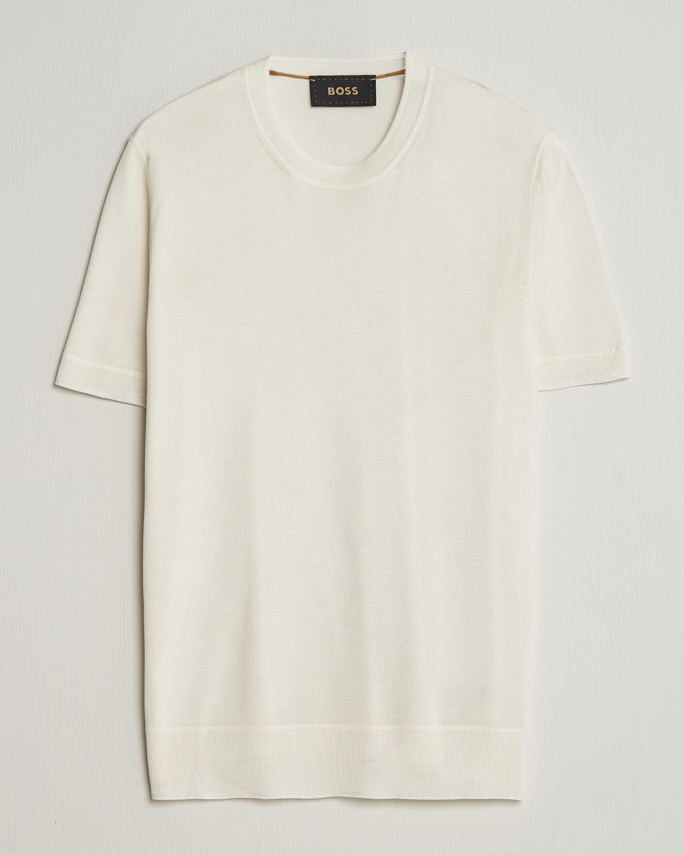Homme | T-shirts | BOSS CAMEL | Nottano Silk Knitted T-Shirt Open White