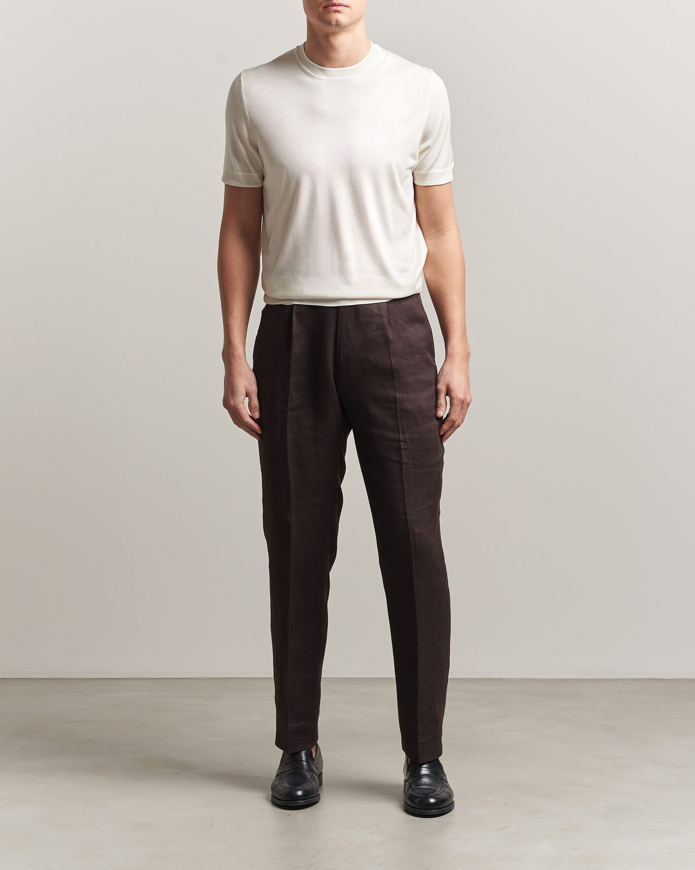 Homme | T-shirts | BOSS CAMEL | Nottano Silk Knitted T-Shirt Open White