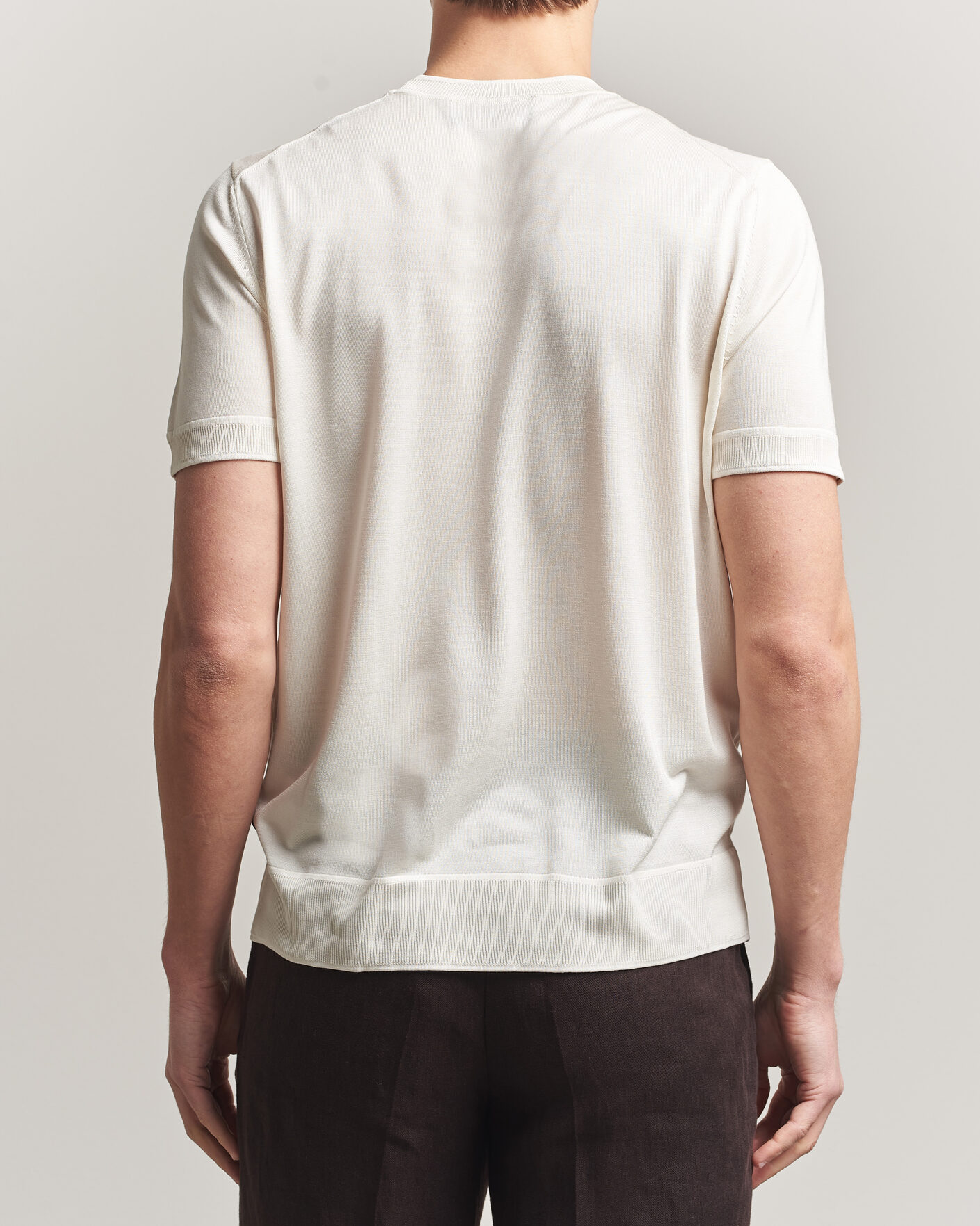 Homme | T-shirts | BOSS CAMEL | Nottano Silk Knitted T-Shirt Open White