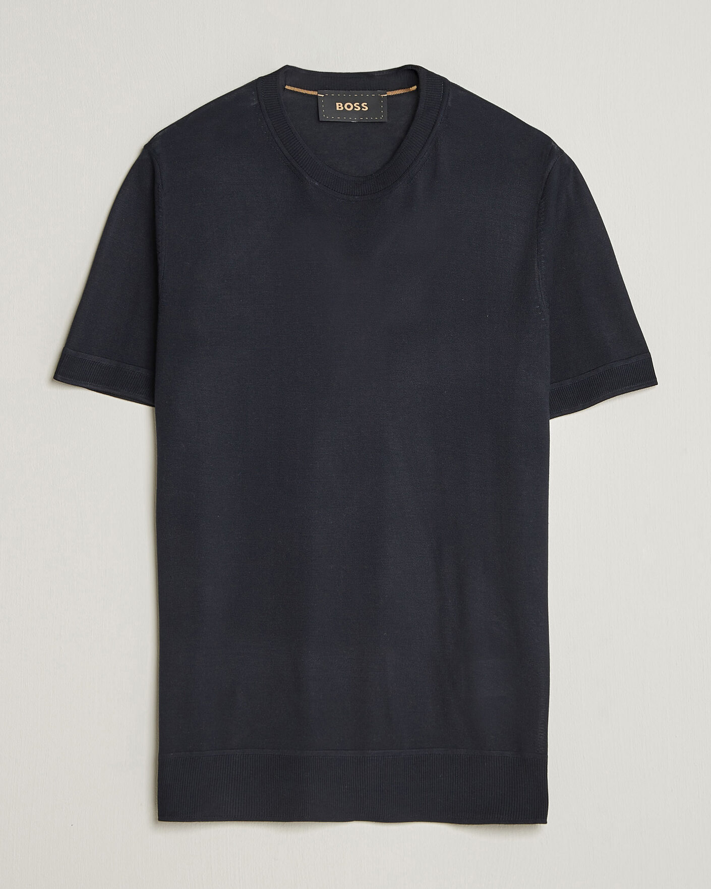 Homme | T-shirts | BOSS CAMEL | Nottano Silk Knitted T-Shirt Dark Blue