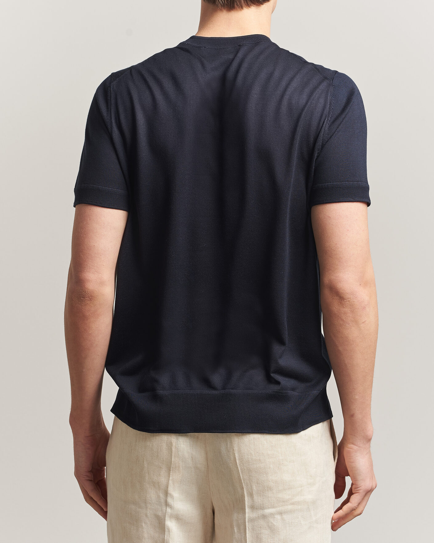 Homme | T-shirts | BOSS CAMEL | Nottano Silk Knitted T-Shirt Dark Blue