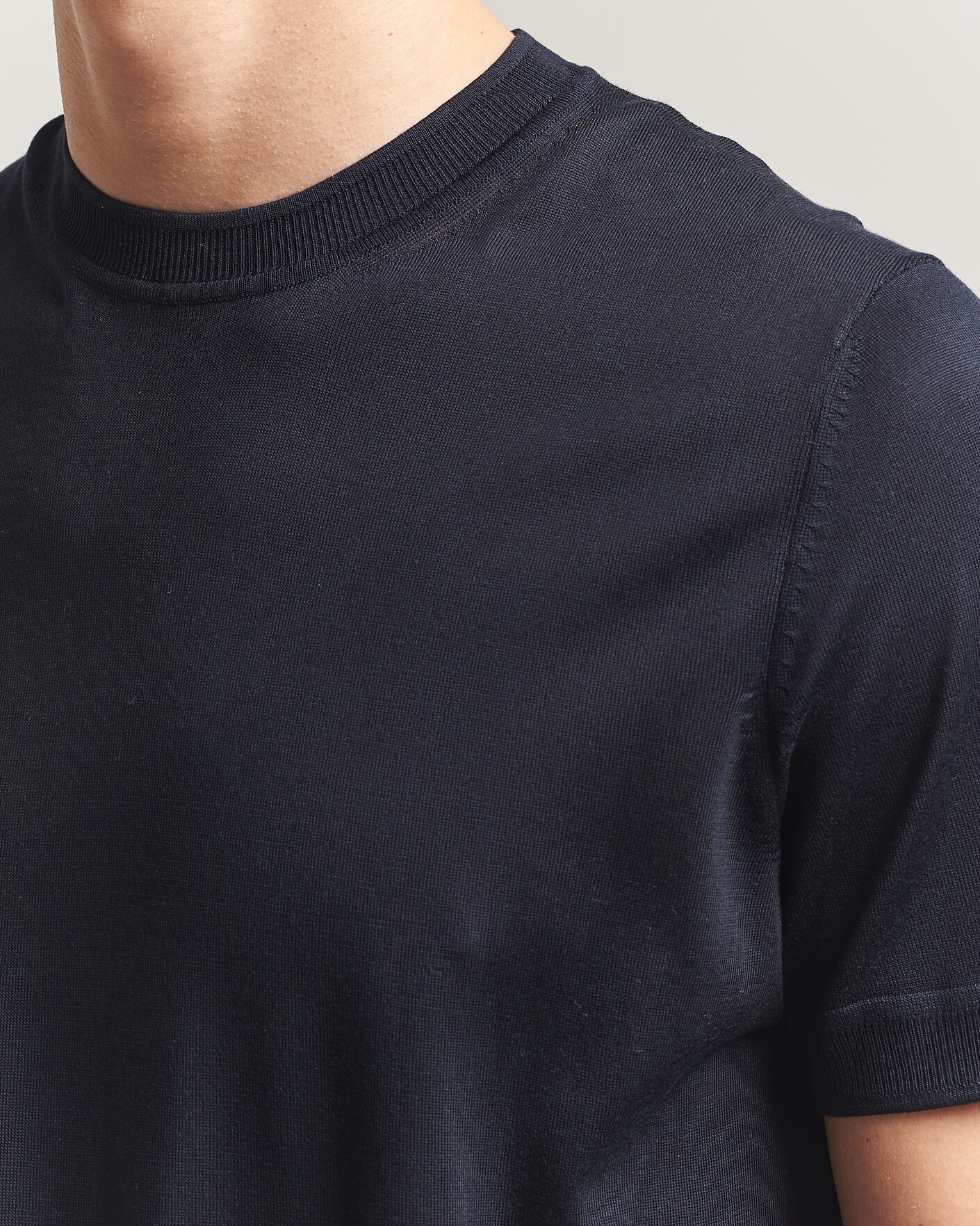 Homme | T-shirts | BOSS CAMEL | Nottano Silk Knitted T-Shirt Dark Blue
