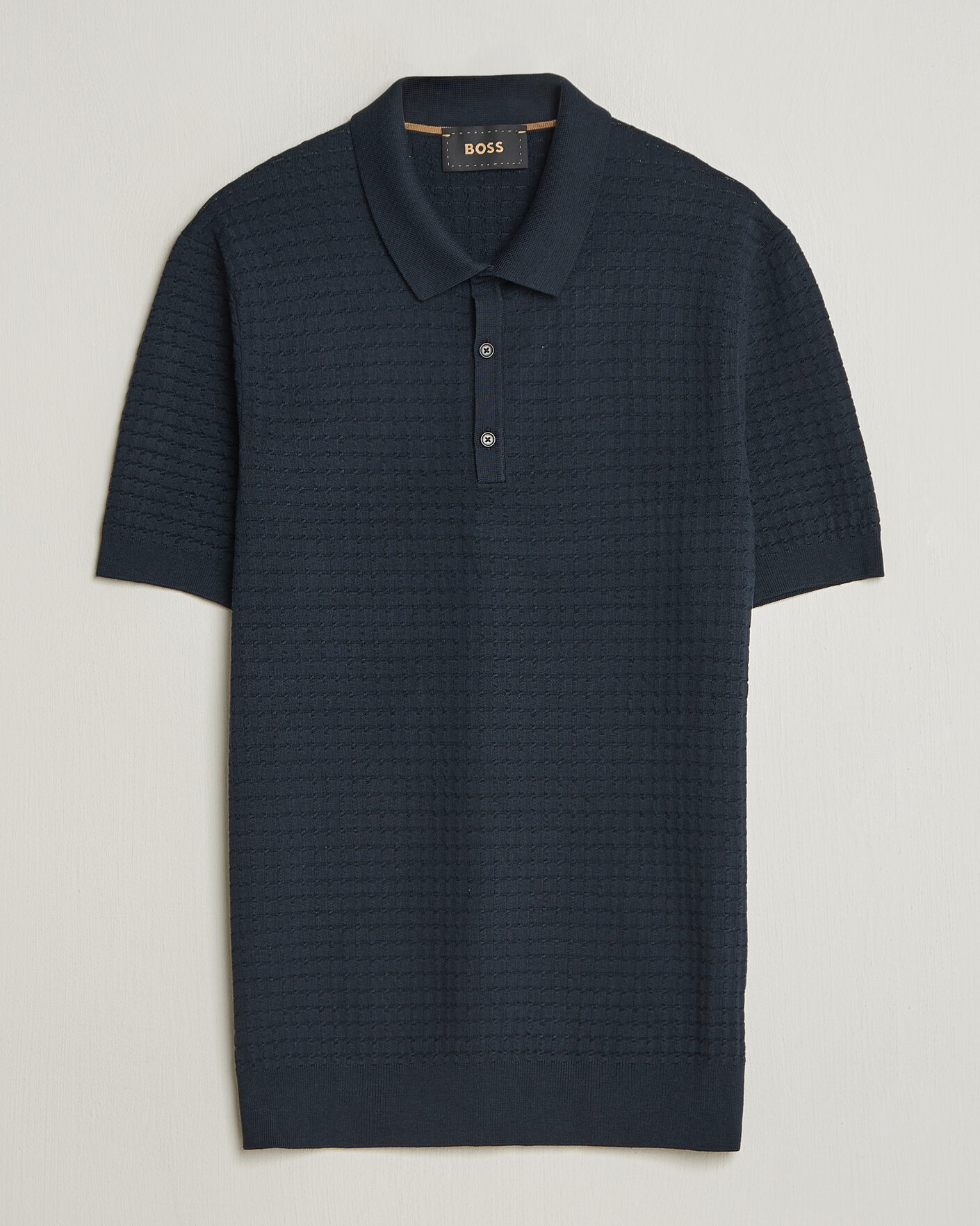Homme | Polos | BOSS CAMEL | Nadalione Silk/Cotton Knitted Polo Dark Blue