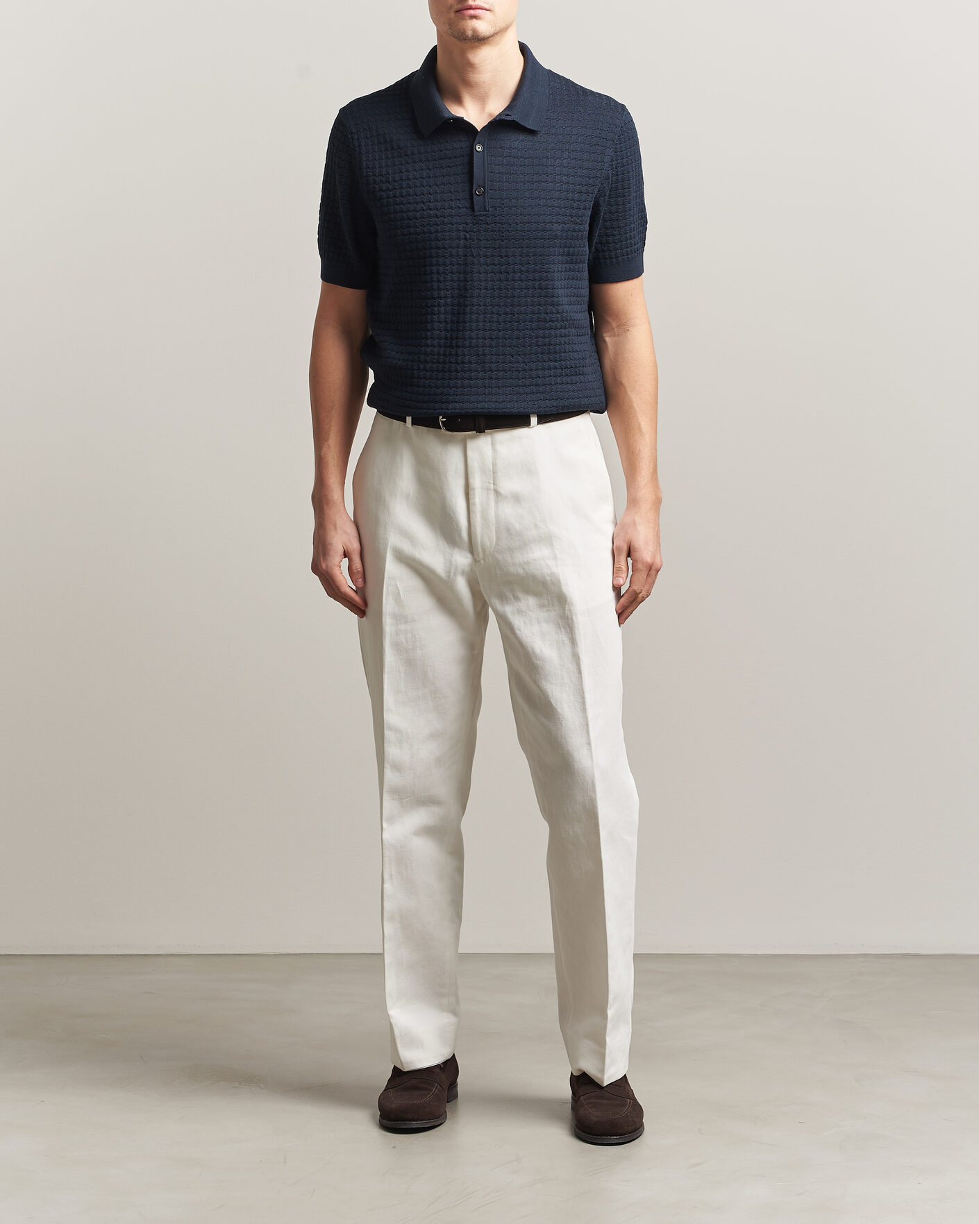 Homme | Polos | BOSS CAMEL | Nadalione Silk/Cotton Knitted Polo Dark Blue