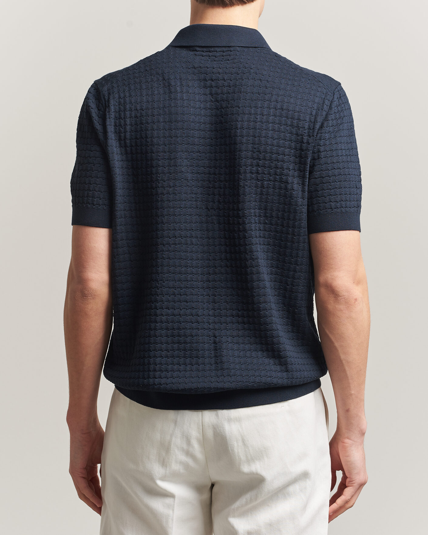 Homme | Polos | BOSS CAMEL | Nadalione Silk/Cotton Knitted Polo Dark Blue