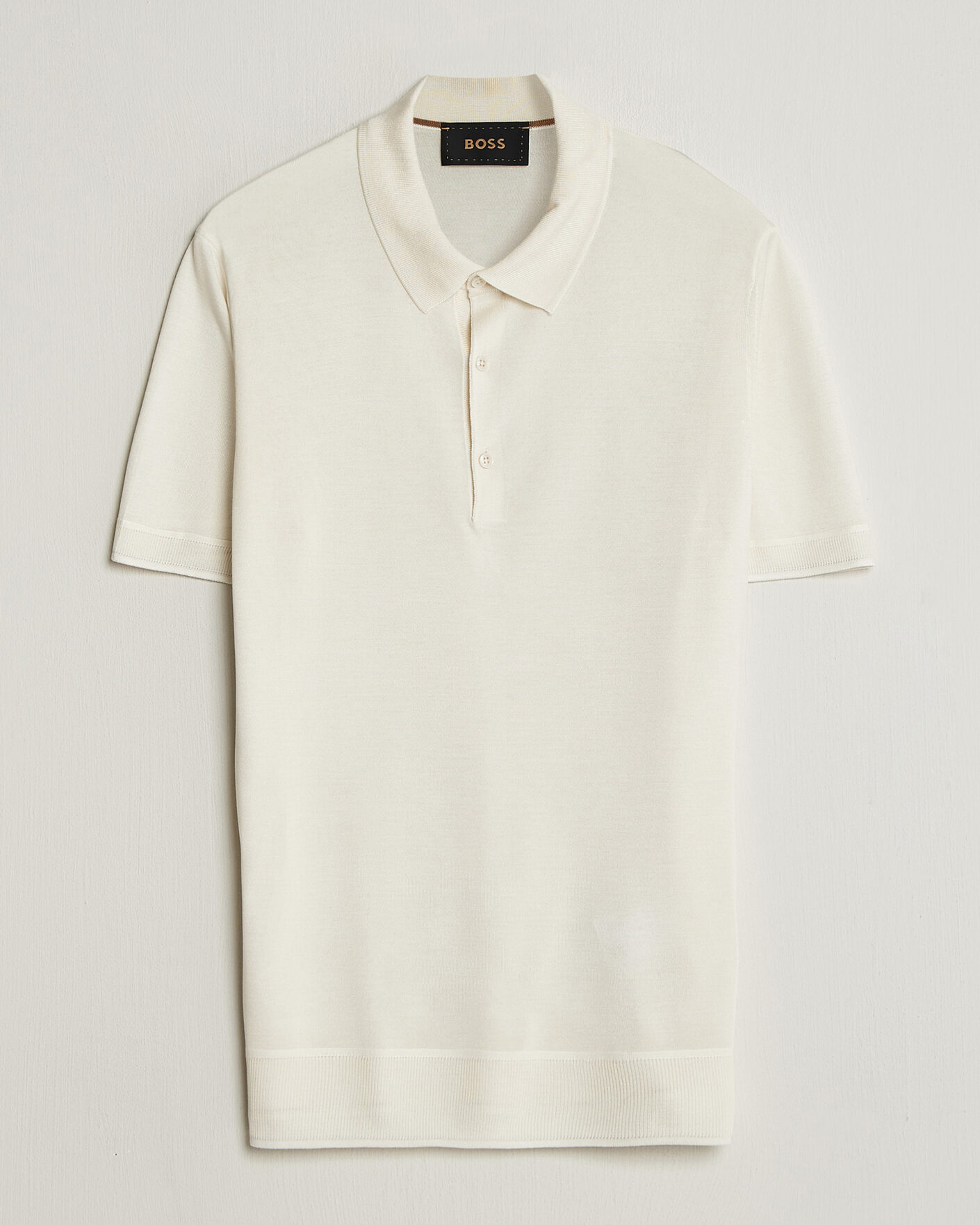 Homme | Polos | BOSS CAMEL | Novo Silk Knitted Polo Open White