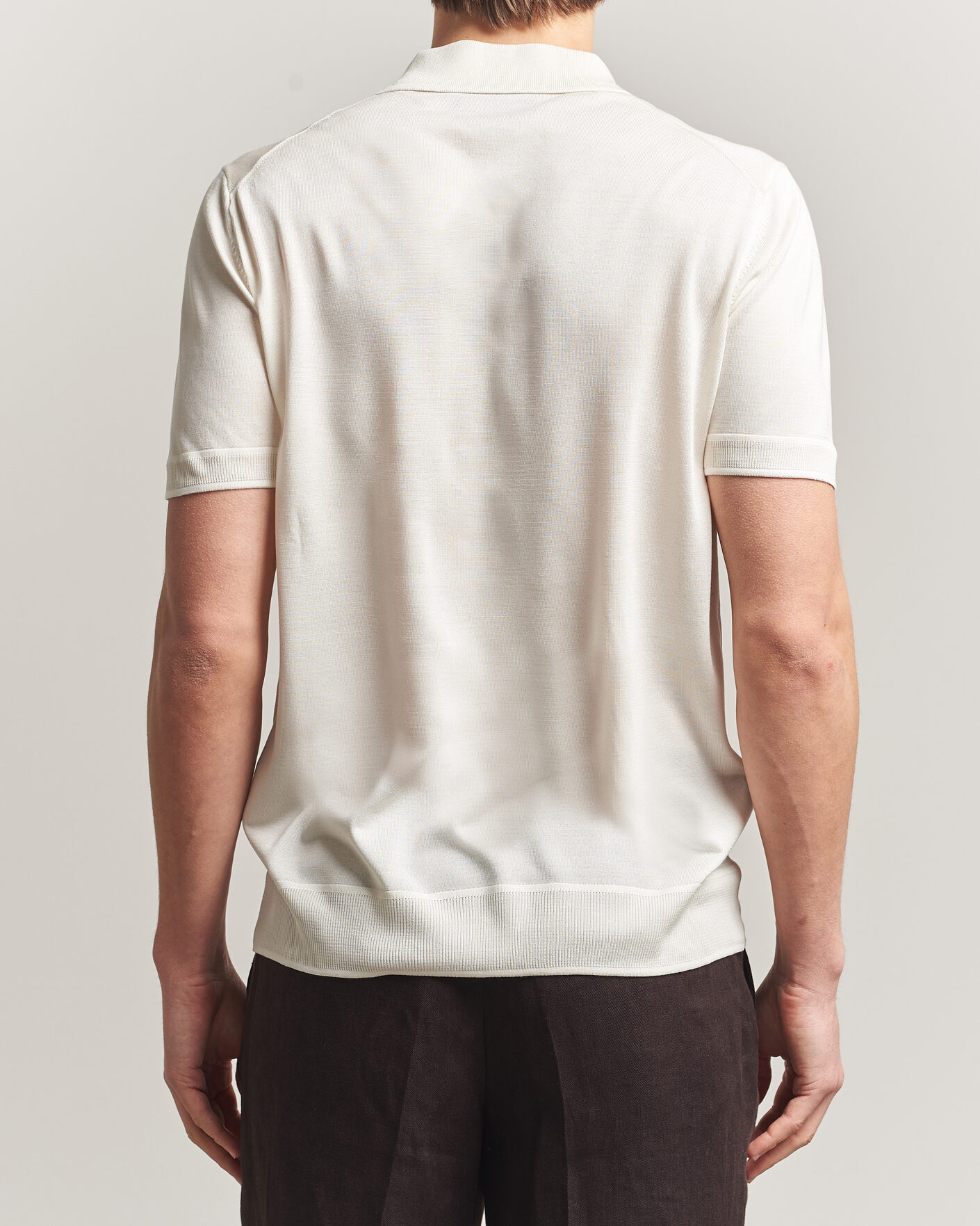 Homme | Polos | BOSS CAMEL | Novo Silk Knitted Polo Open White