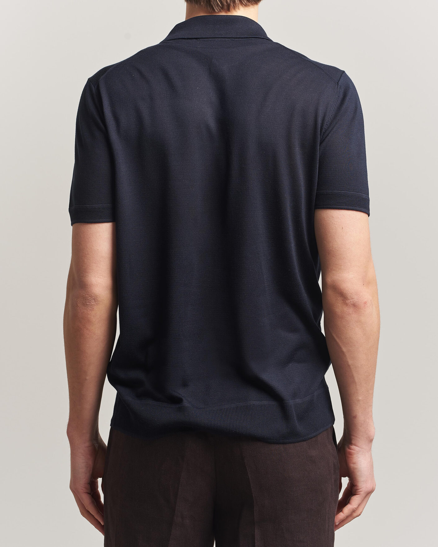 Homme | Polos | BOSS CAMEL | Novo Silk Knitted Polo Dark Blue