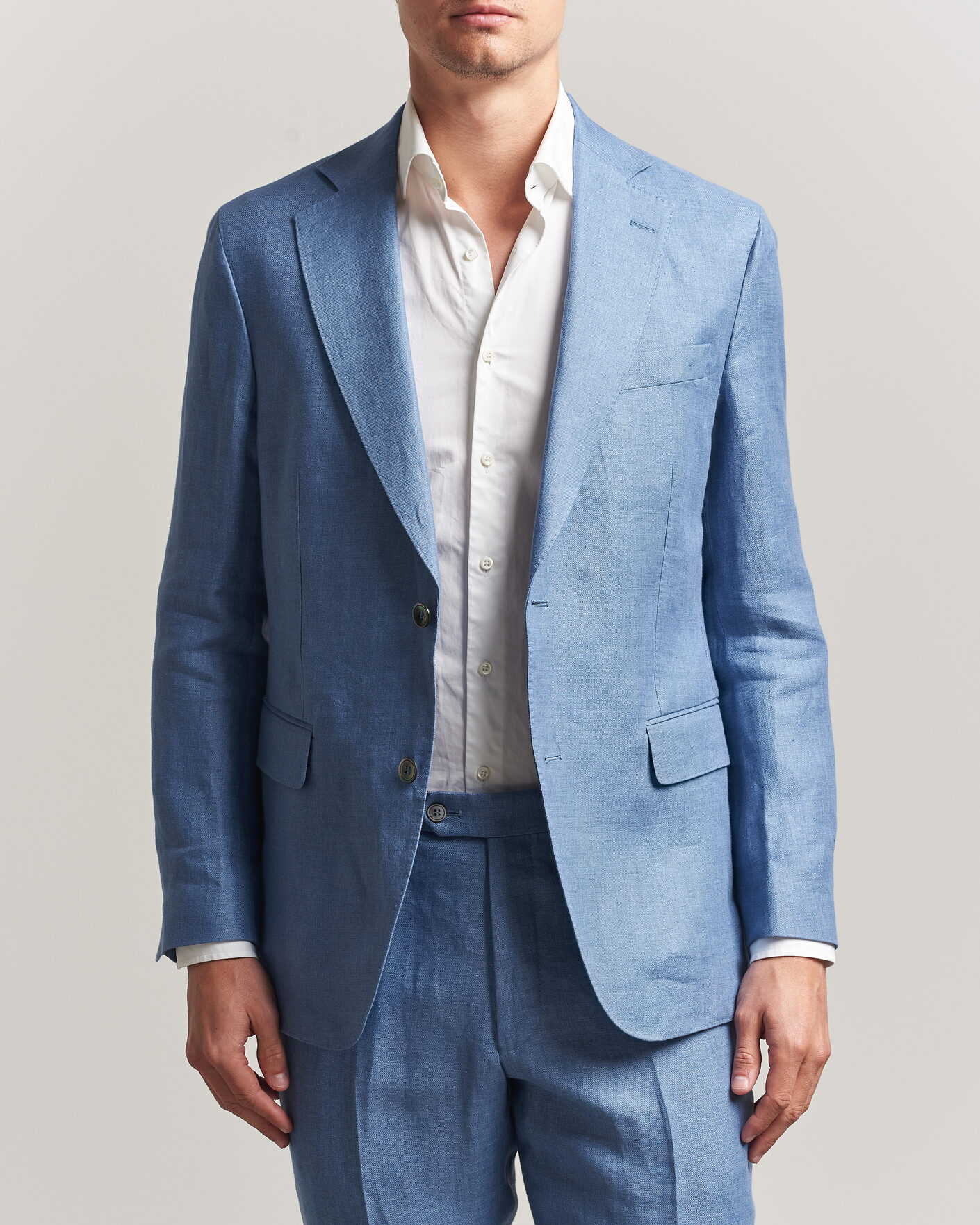 Homme | Blazers | Oscar Jacobson | Ferry Soft Linen Blazer Light Blue