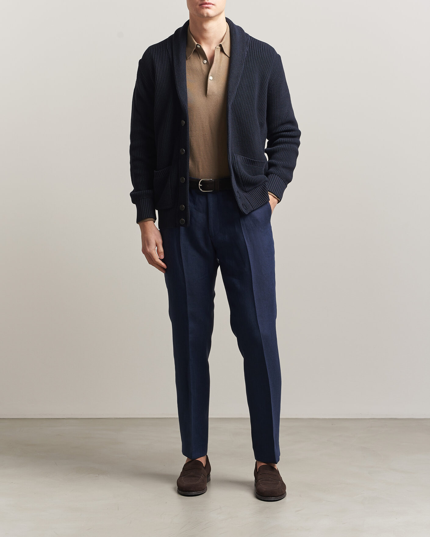 Homme | Pantalons | Oscar Jacobson | Dandy Linen Trousers Navy