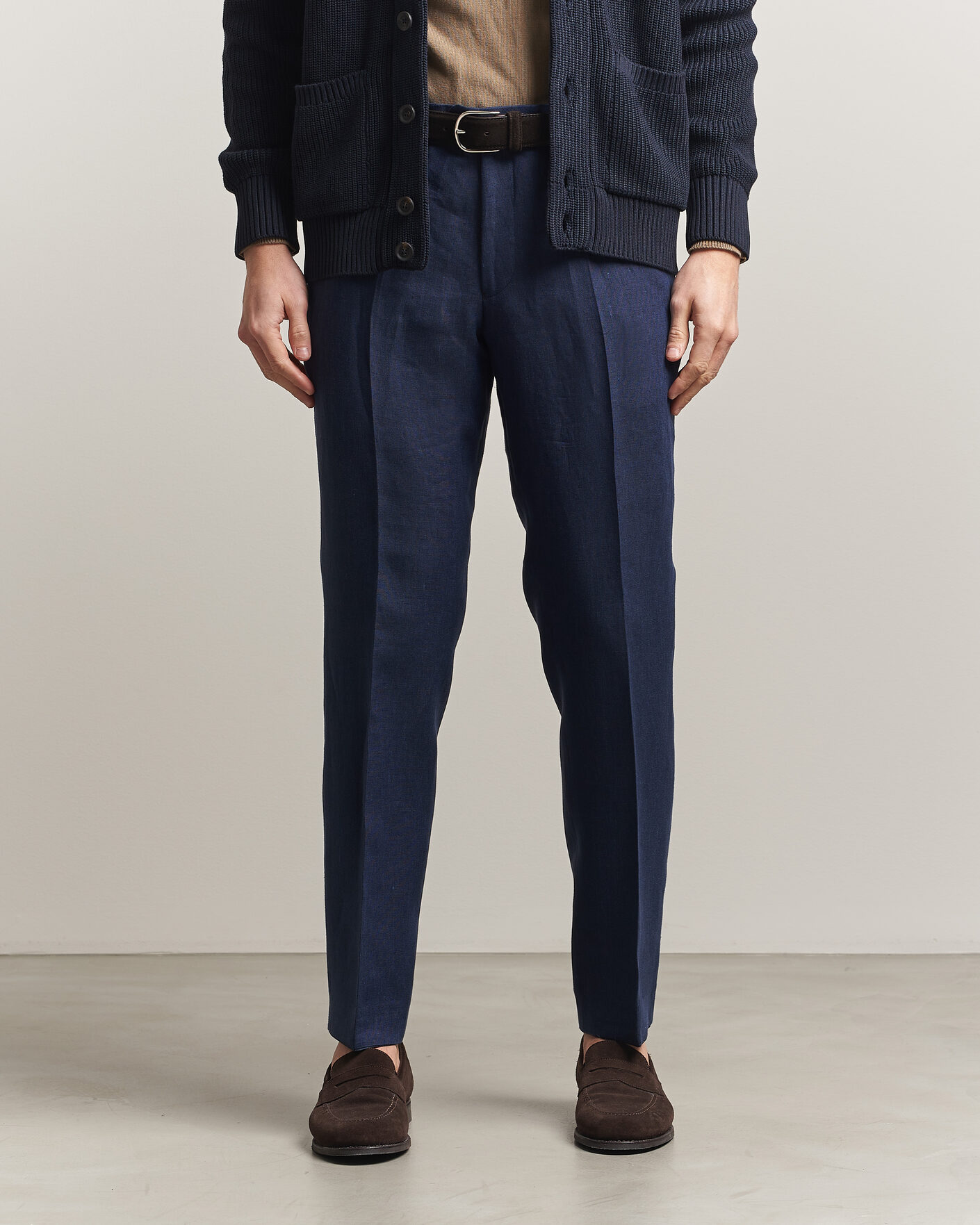 Homme | Pantalons | Oscar Jacobson | Dandy Linen Trousers Navy